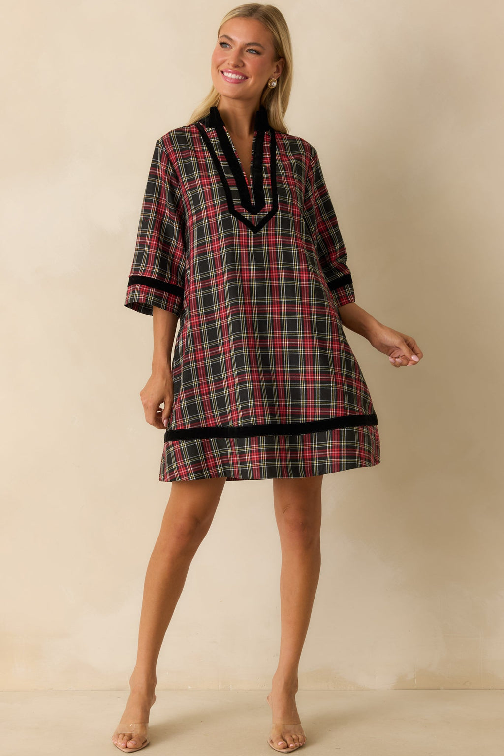 New Traditions Red Plaid Mini Dress