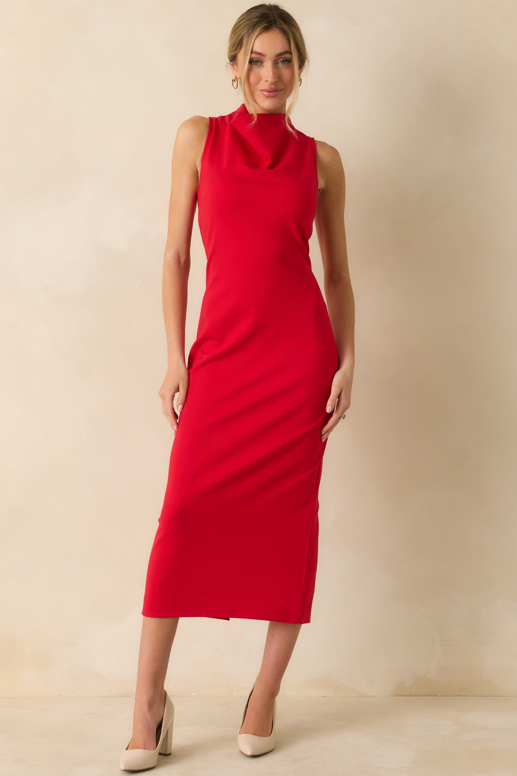 SPANX® Red Ponte Sleeveless Midi Dress