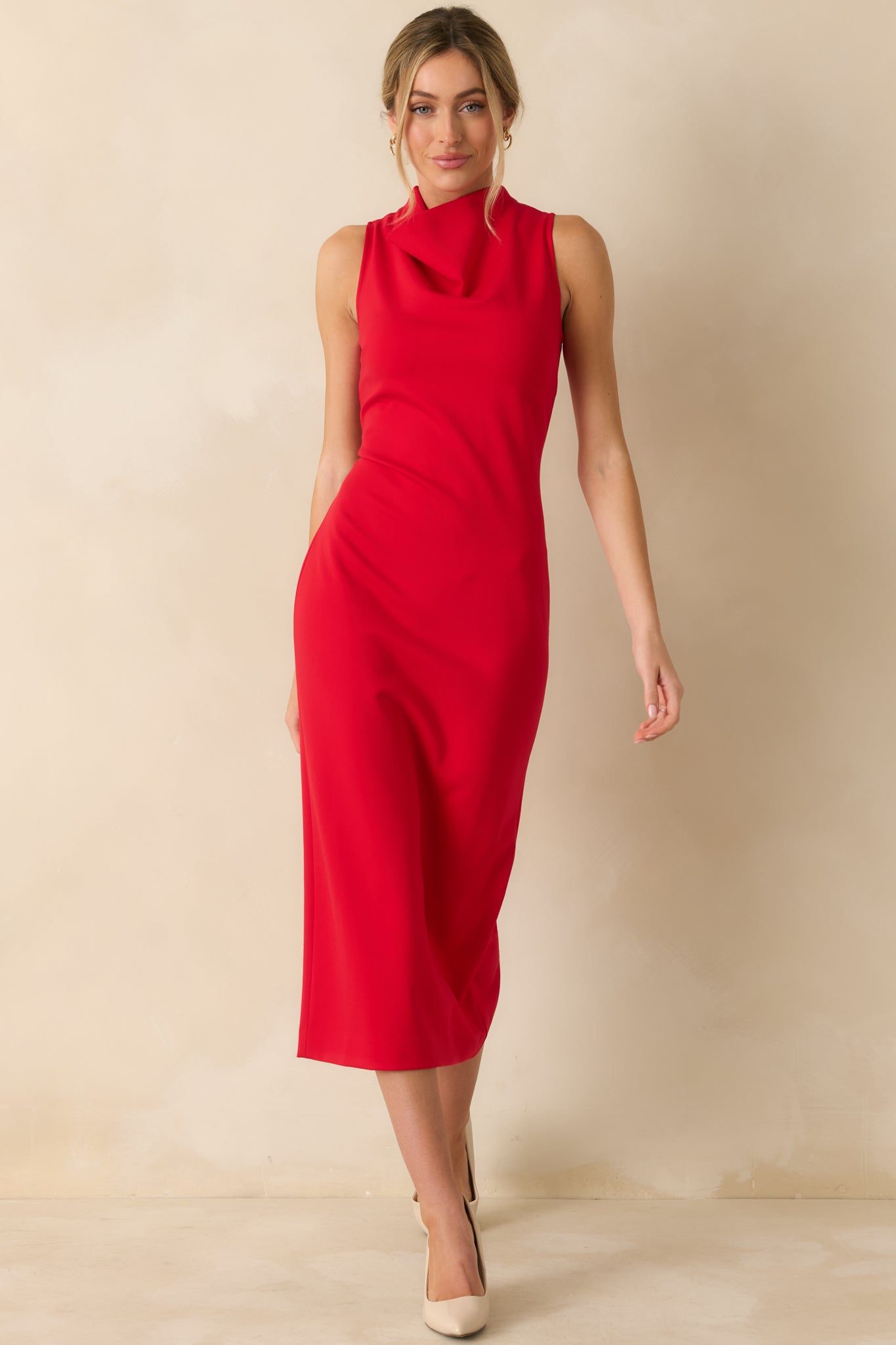 SPANX® Red Ponte Sleeveless Midi Dress
