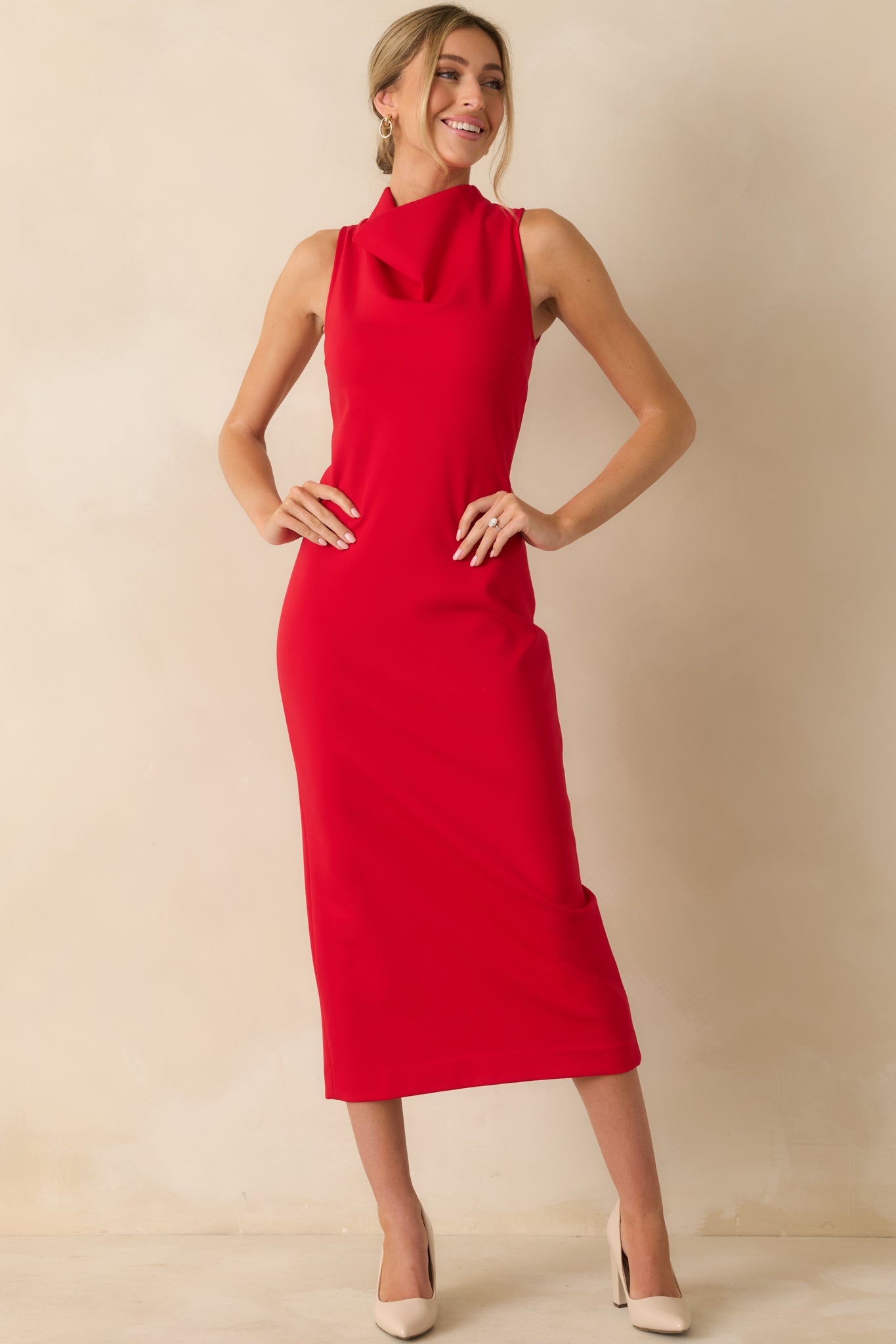 SPANX® Red Ponte Sleeveless Midi Dress