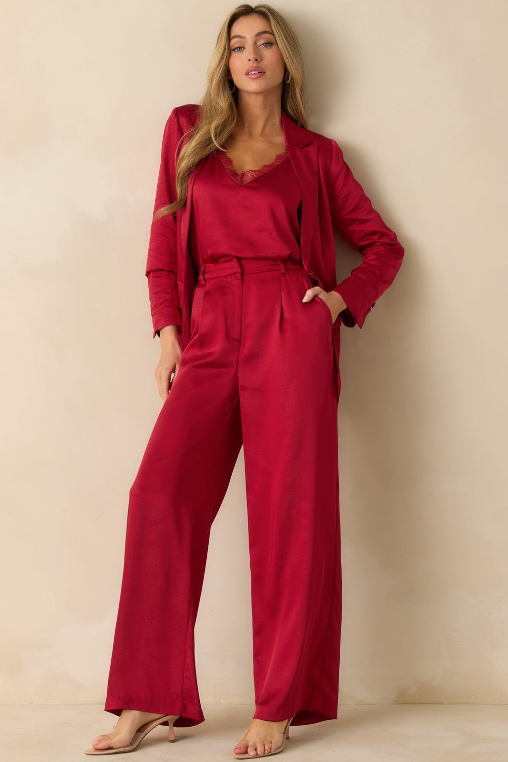 Standing Ovation Red Shimmer Tailored Blazer