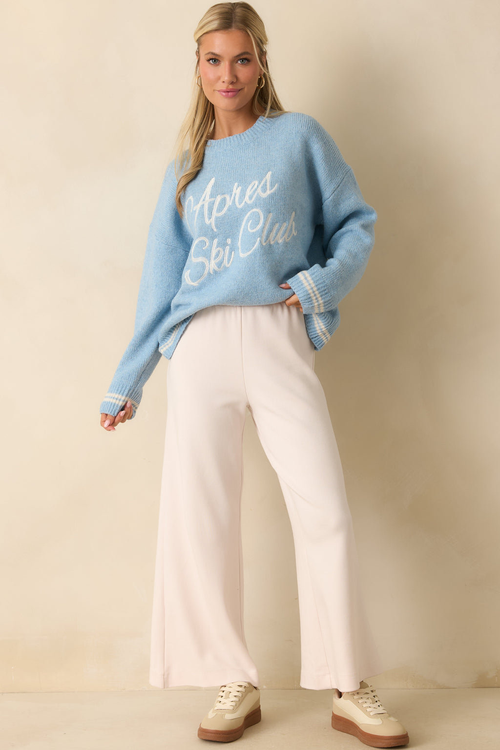 Eat Après Love Powder Blue Knit Embroidered Sweater