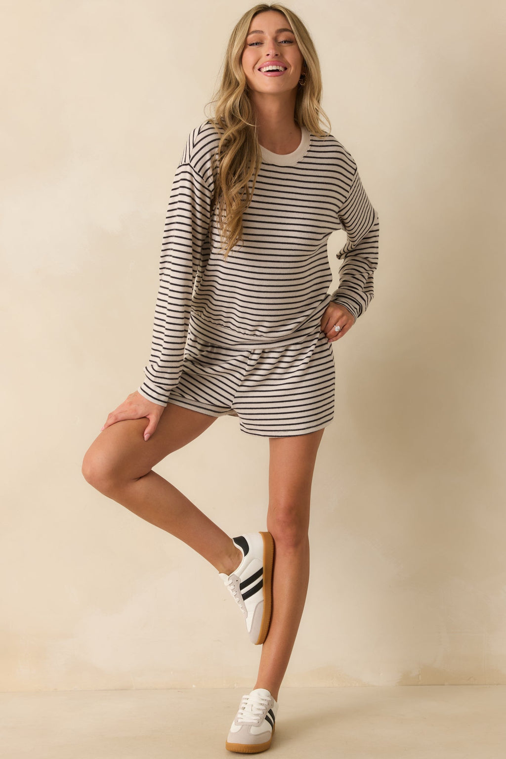 Z Supply Ivory Luxe Striped Long Sleeve Tee