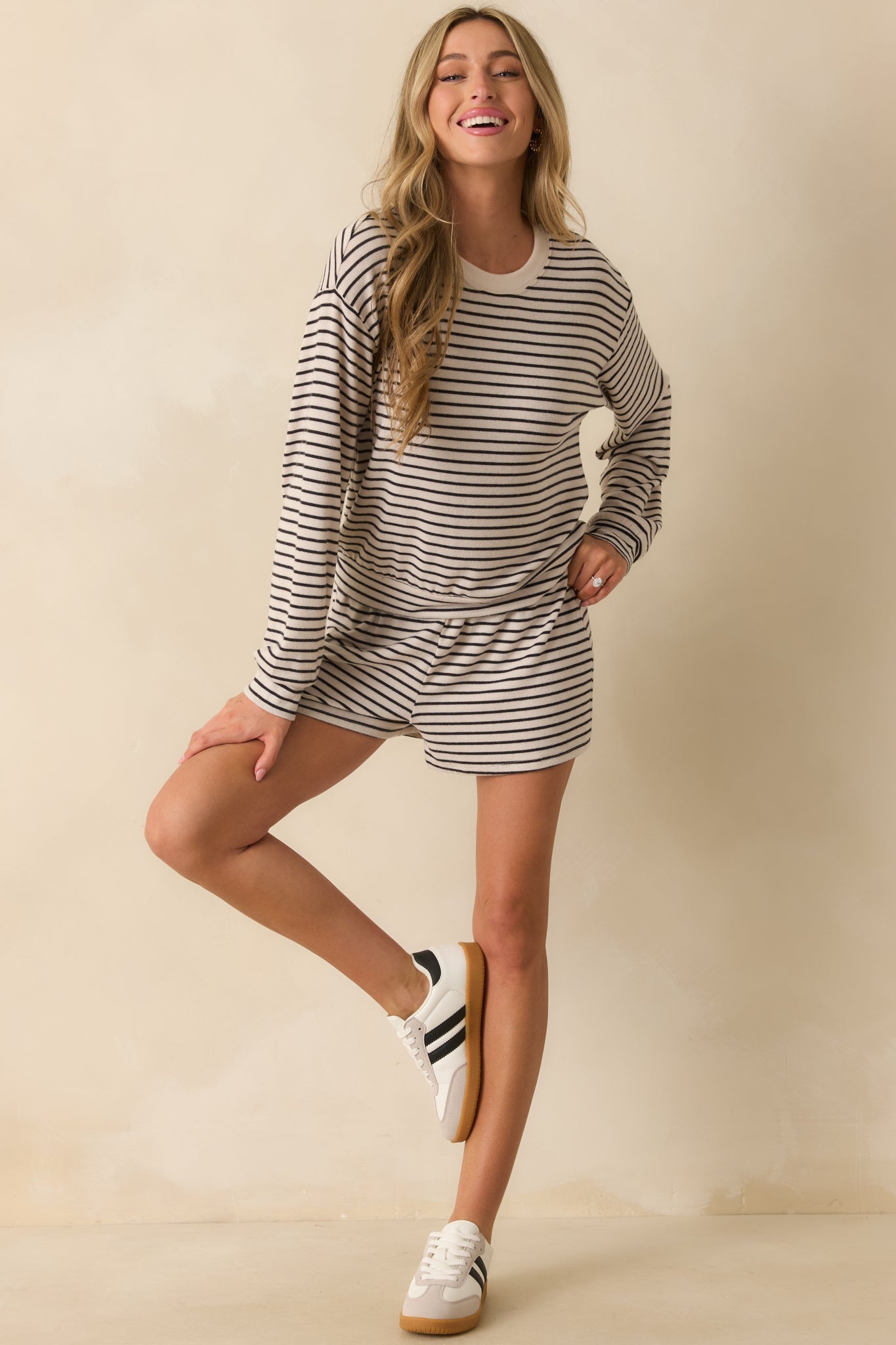 Z Supply Ivory Luxe Striped Long Sleeve Tee