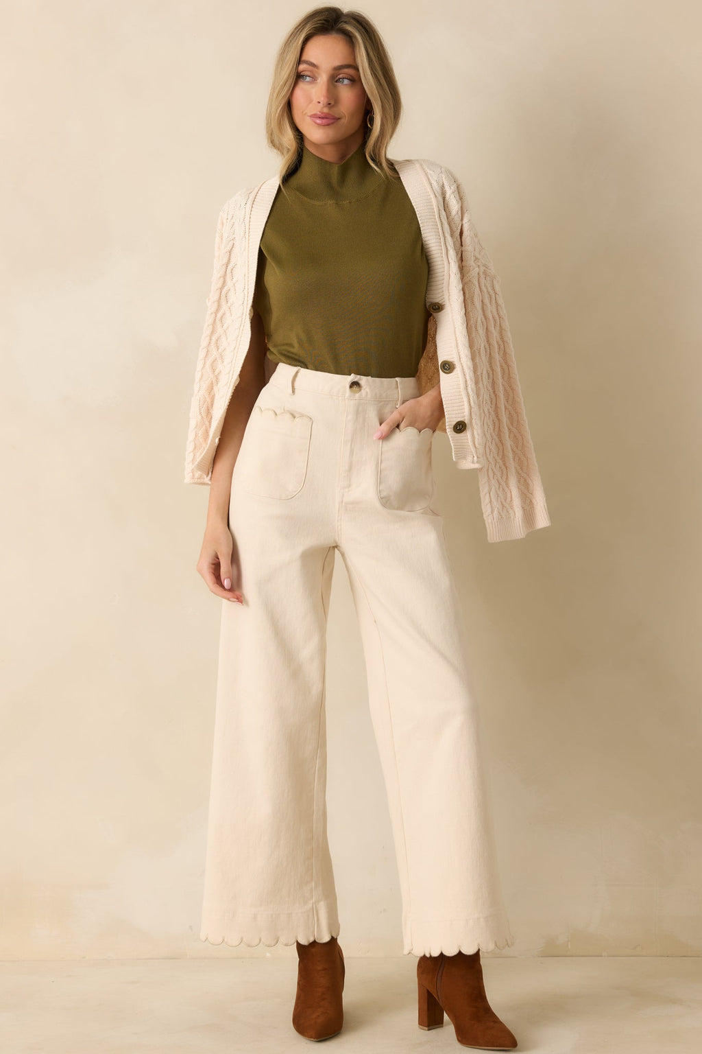 Meant to Be Seen Olive Green Cap Sleeve Mock Neck Top