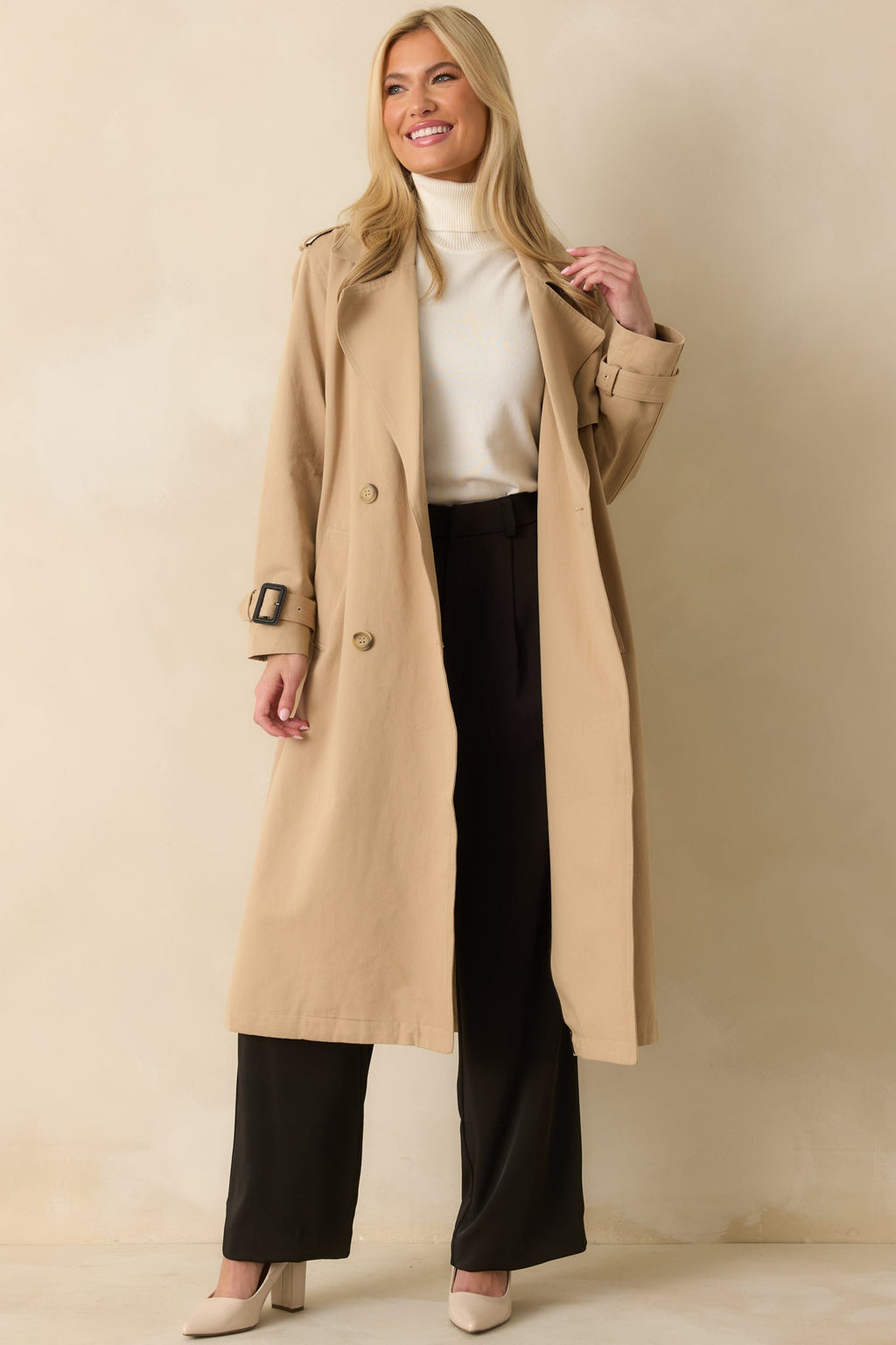 On the Avenue Tan Cotton Belted Trench Coat