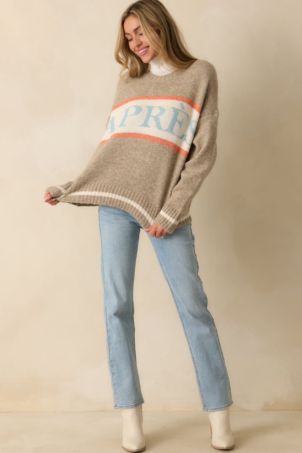Off the Slopes Taupe Après Knit Pullover Sweater