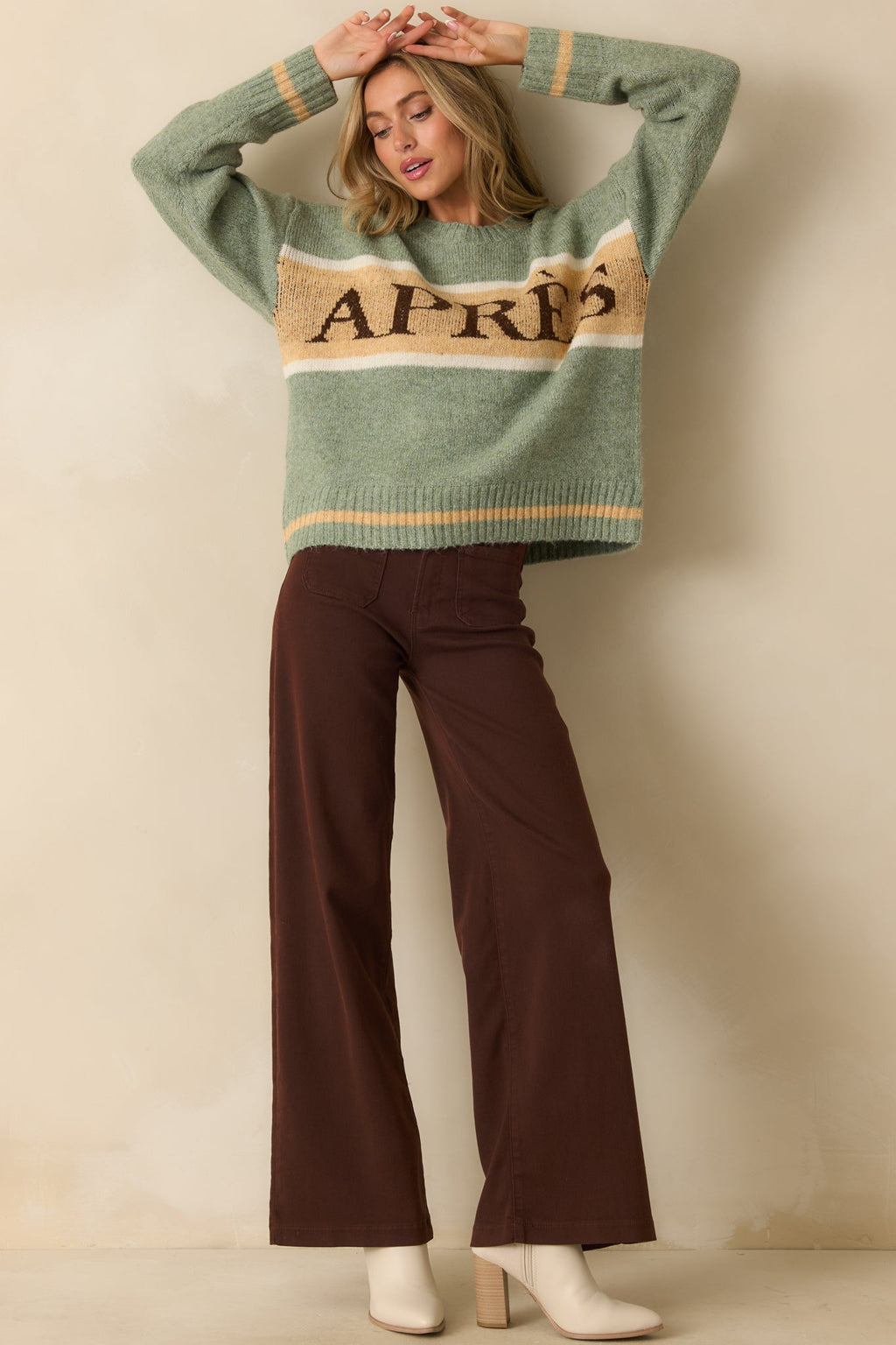 Off the Slopes Sage Green Après Knit Pullover Sweater