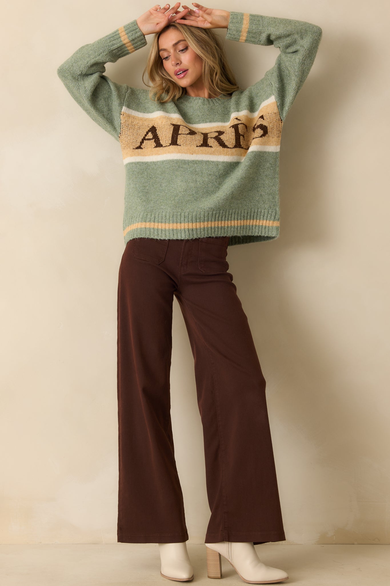 Off the Slopes Sage Green Après Knit Pullover Sweater