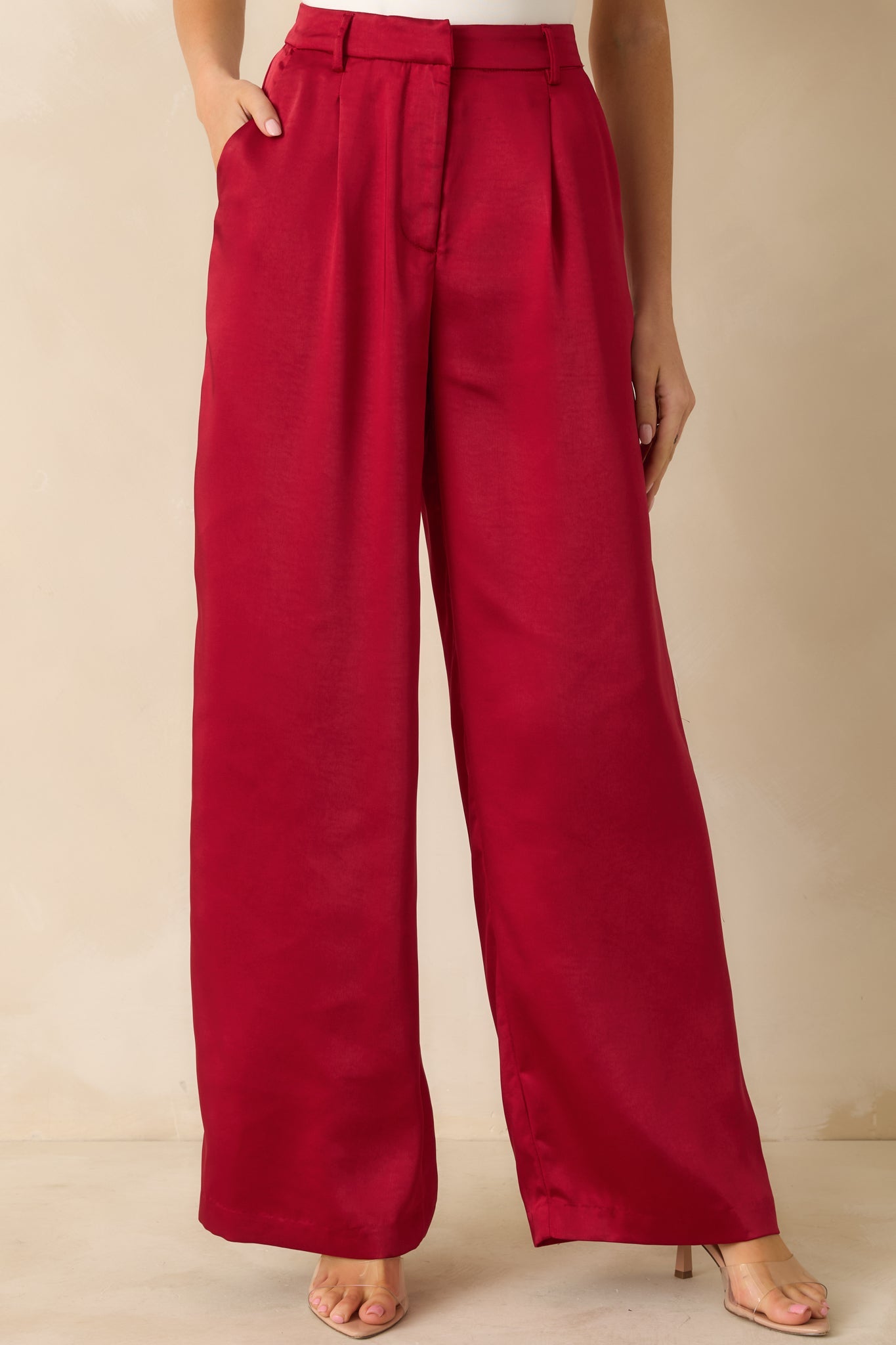 Star Status Red Shimmer Wide Leg Pants