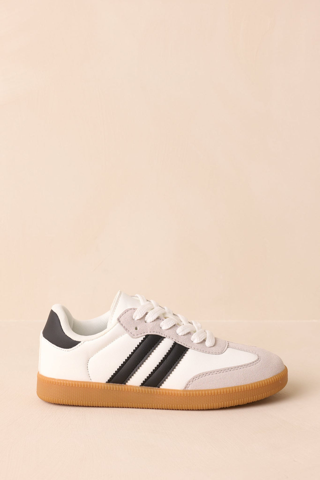 Bring The Good Vibes White Faux Leather Lace-Up Sneakers