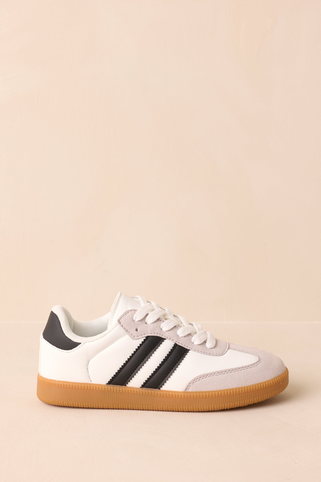Bring The Good Vibes White Faux Leather Lace-Up Sneakers