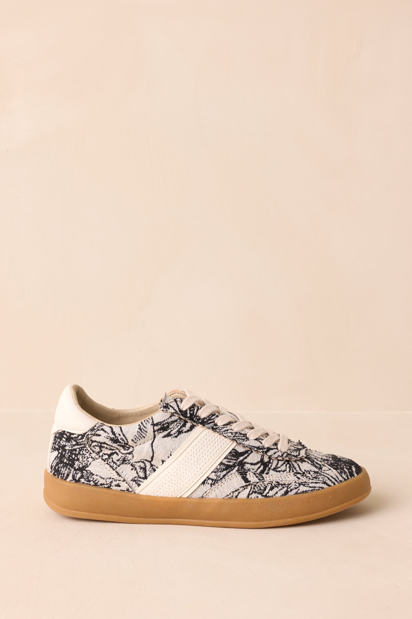 No Rush At All Ivory Floral Print Sneakers