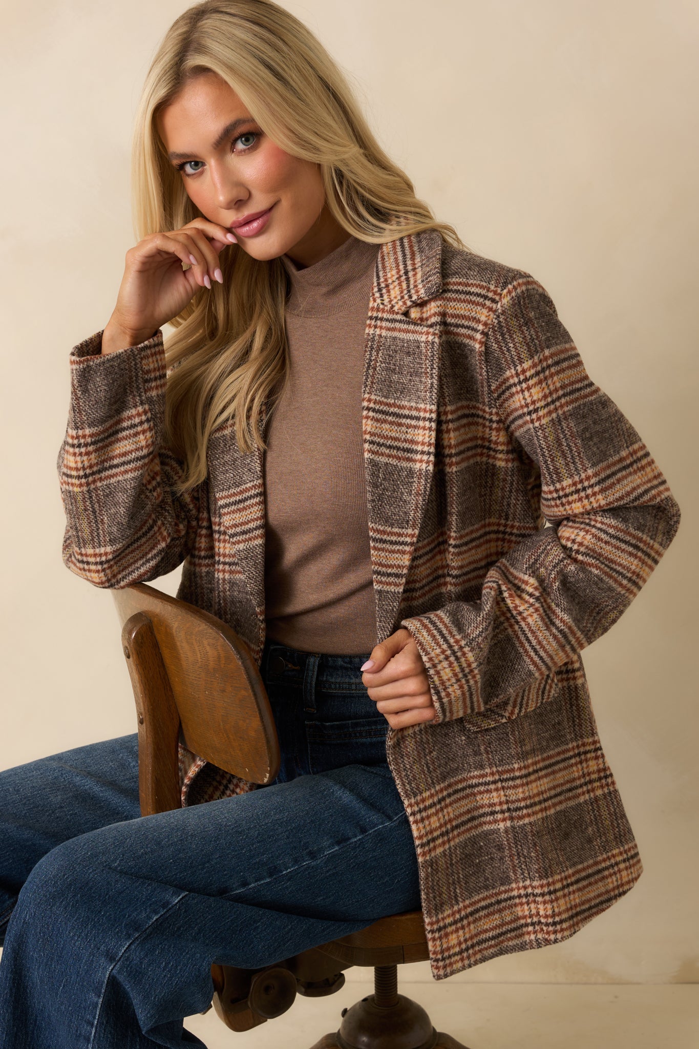 Timeless Type Brown Plaid Overcoat