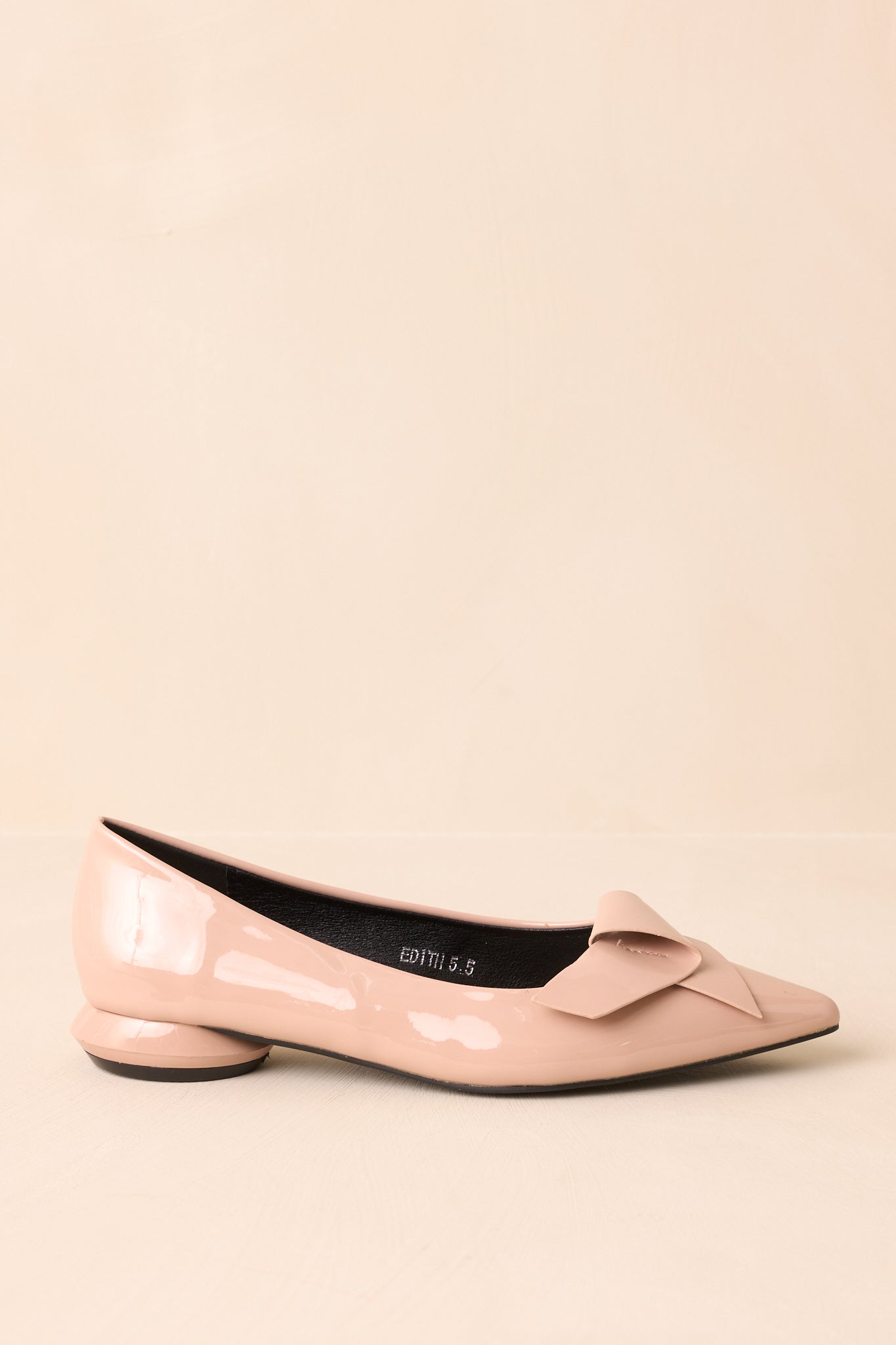 All These Years Beige Patent Faux Leather Pointed Toe Flats