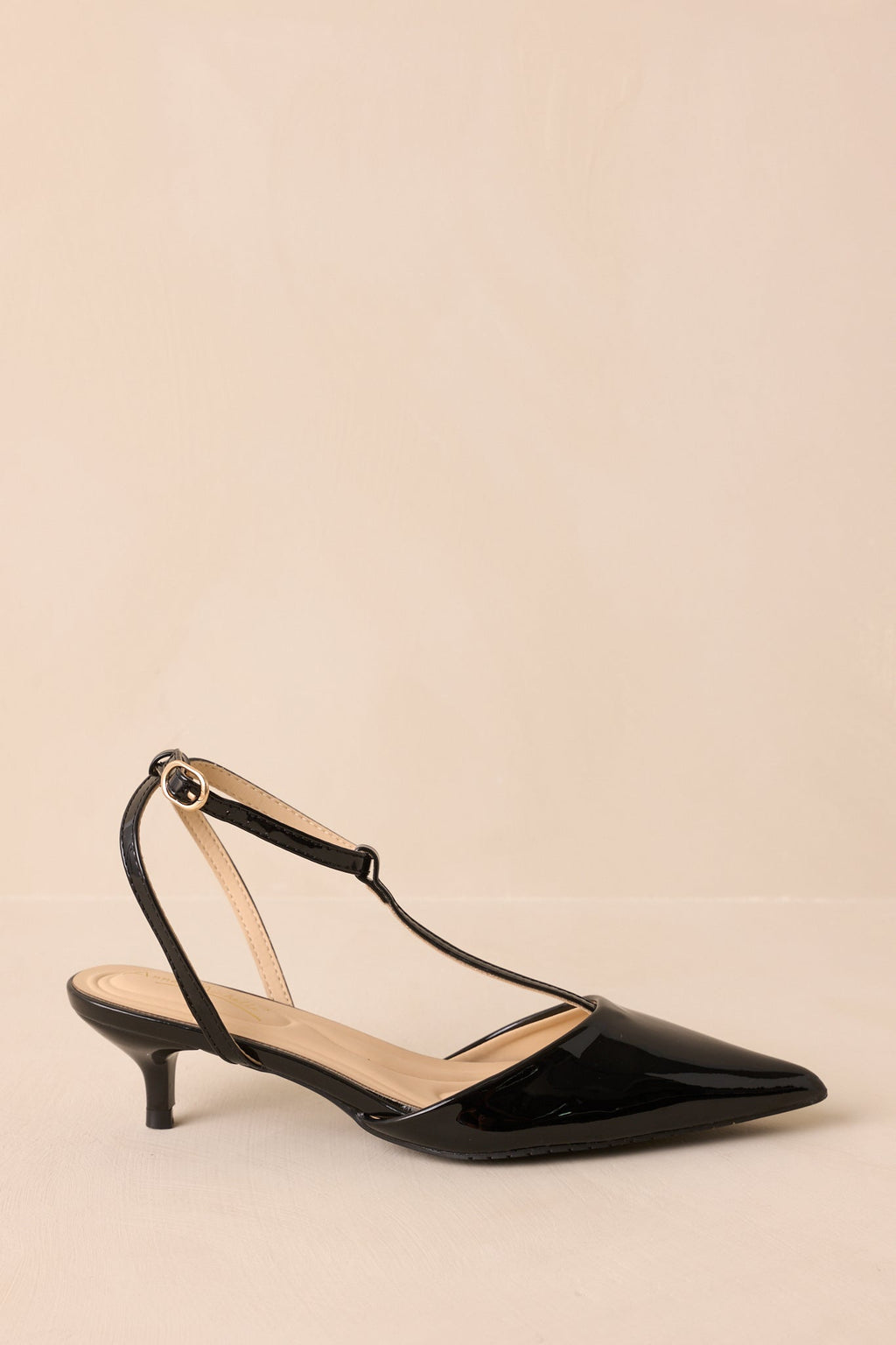Had To Be There Black Patent Faux Leather T-Strap Heels