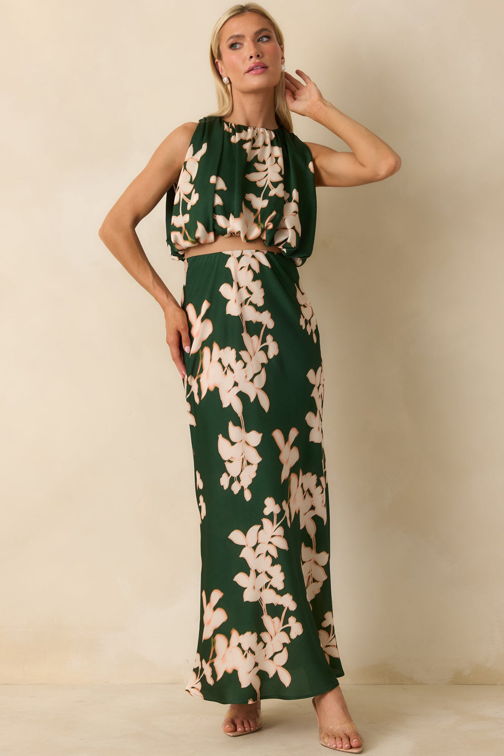 MINKPINK Vilma Green Floral Maxi Skirt