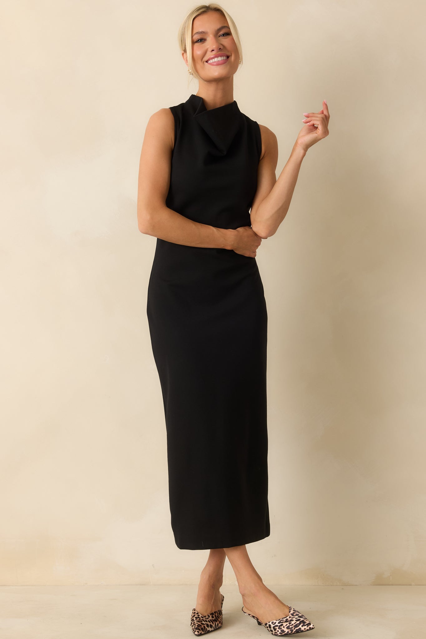 SPANX® Black Ponte Sleeveless Midi Dress