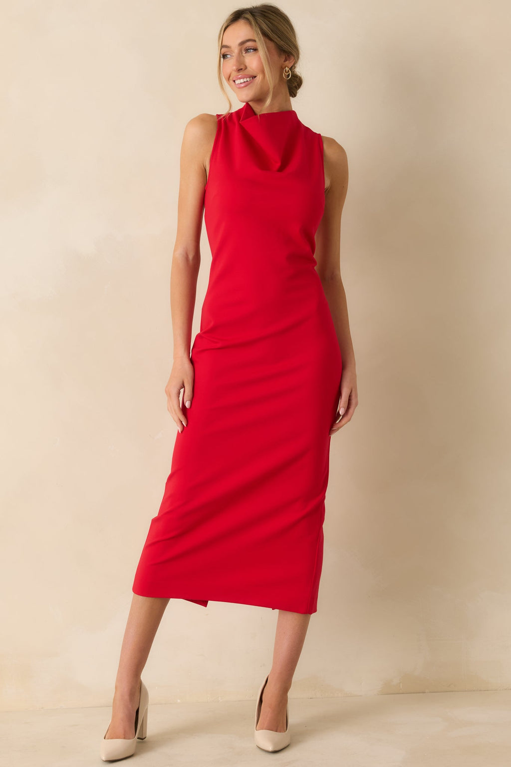 SPANX® Red Ponte Sleeveless Midi Dress