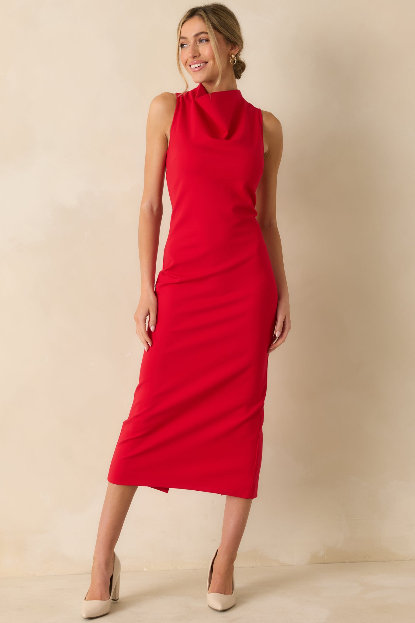 SPANX® Red Ponte Sleeveless Midi Dress