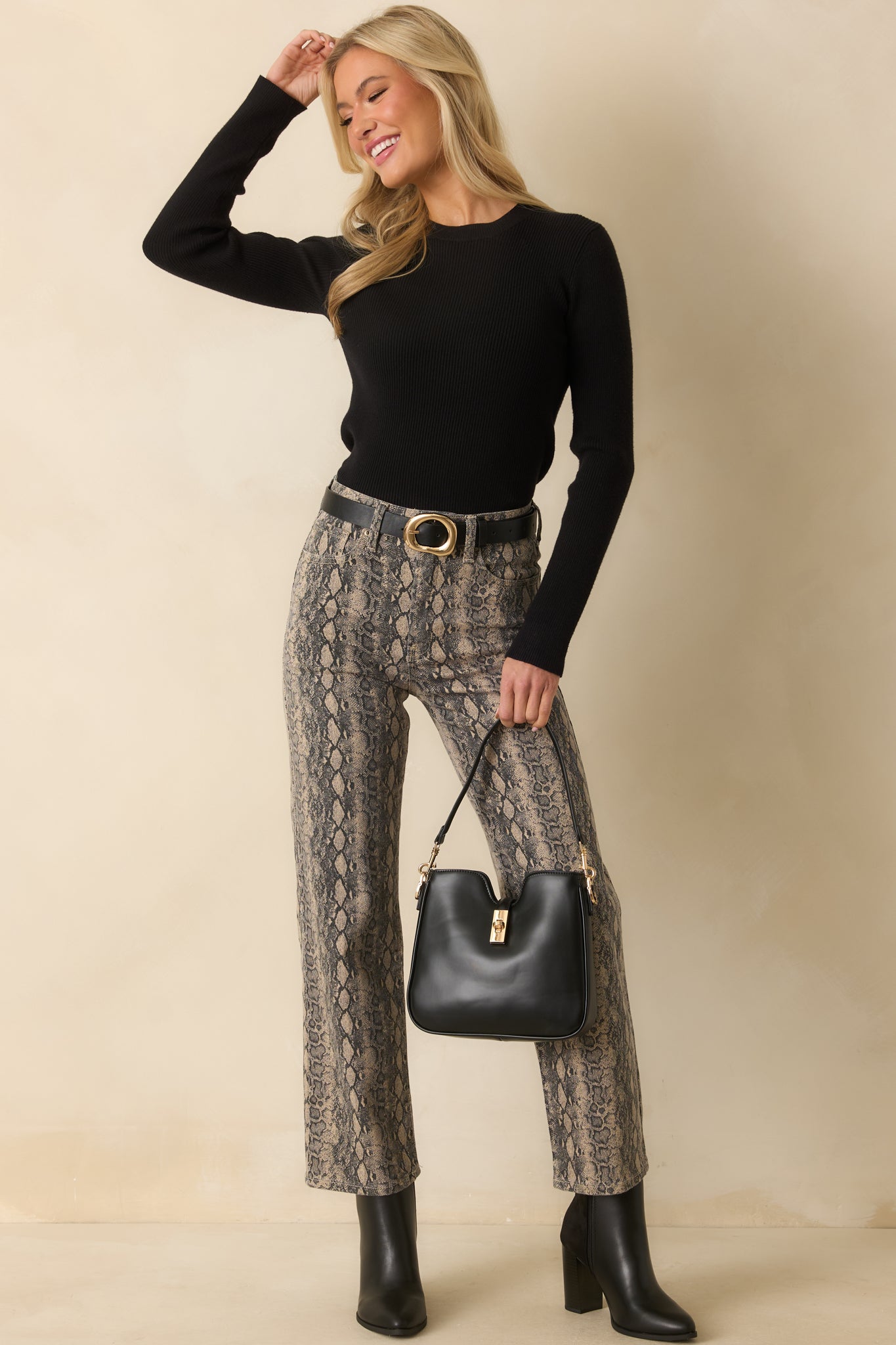 Made For Days Like This Tan Snakeskin Cotton Stretch Jeans