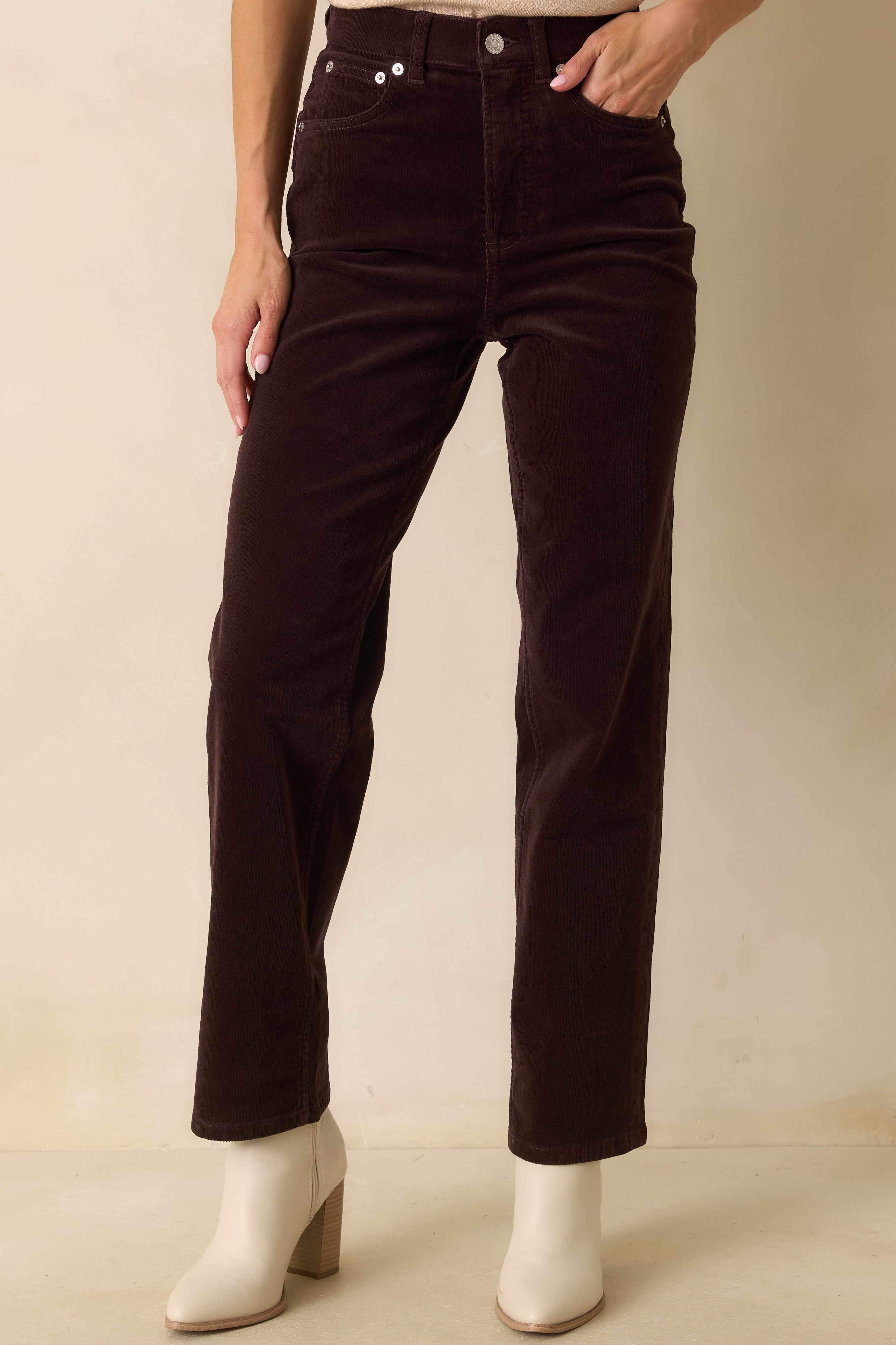 SPANXshape™ Truffle Brown Corduroy 90s Straight Leg Jeans