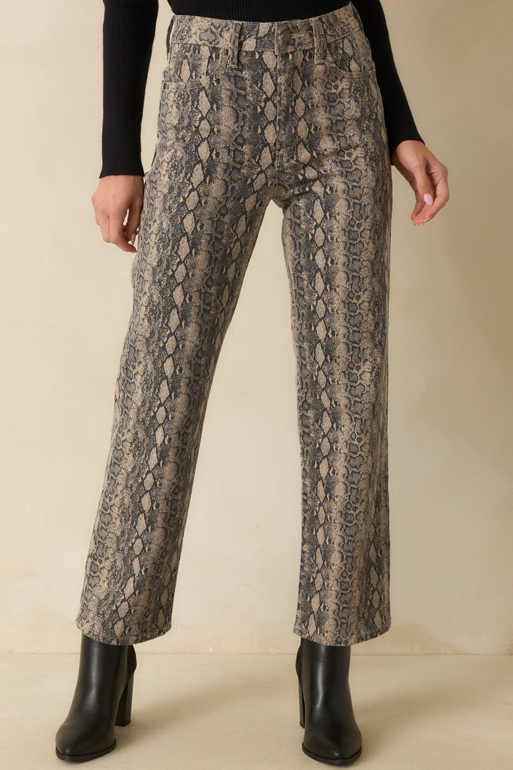 Made For Days Like This Tan Snakeskin Cotton Stretch Jeans