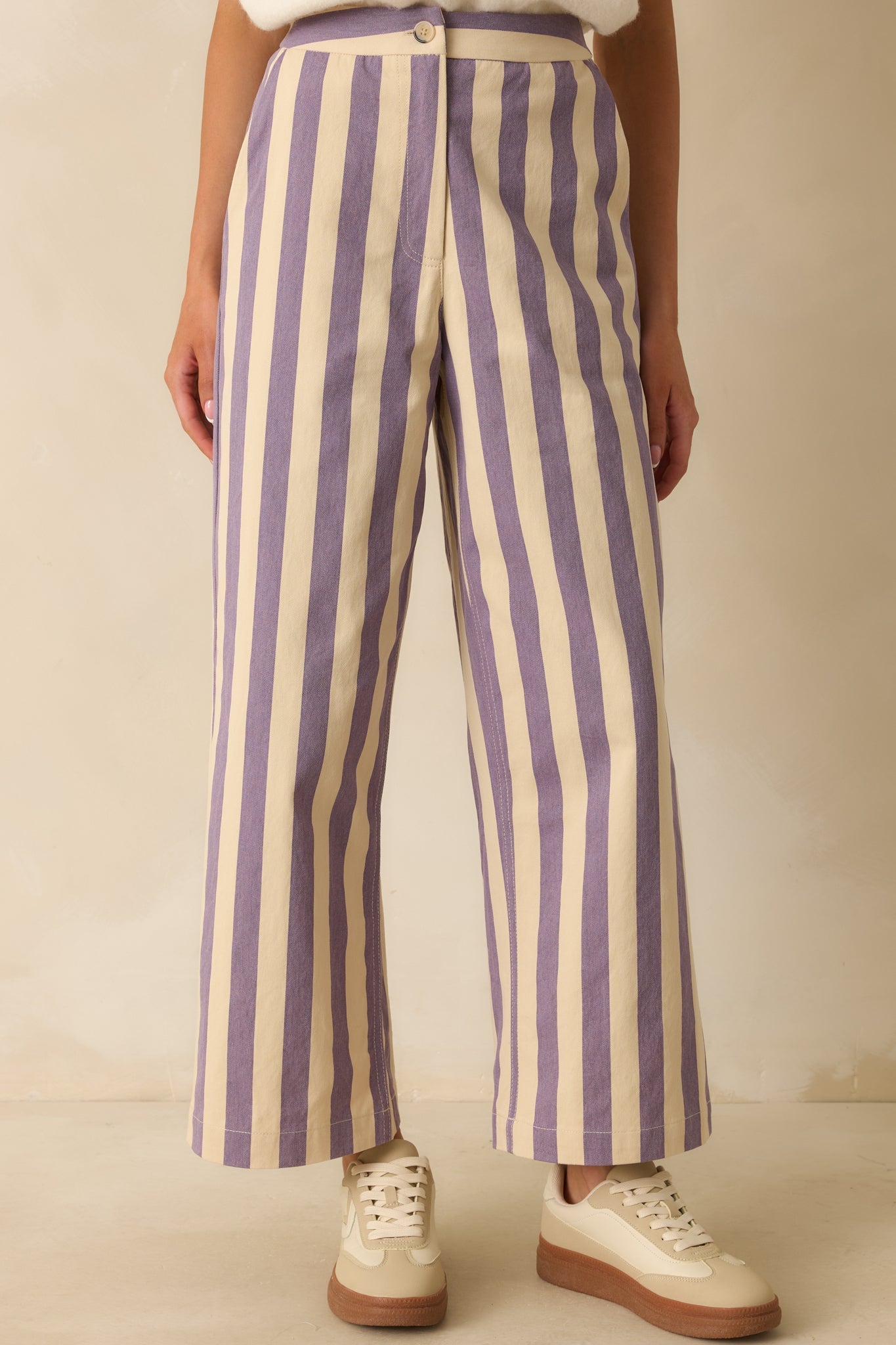 FRNCH Lilac Striped Wide Leg Austen Pants