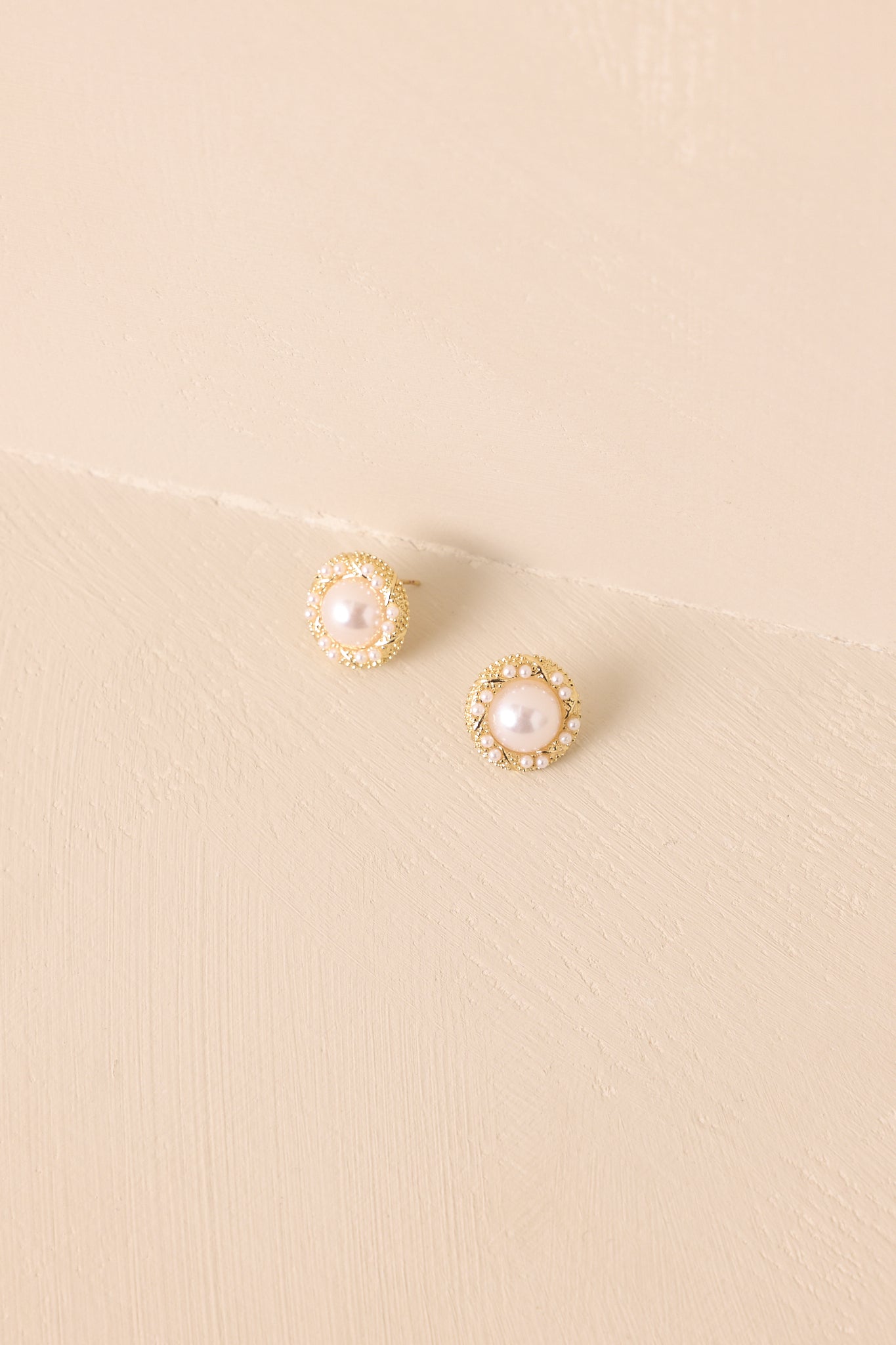 All The Good Things Gold Ivory Pearl Stud Earrings
