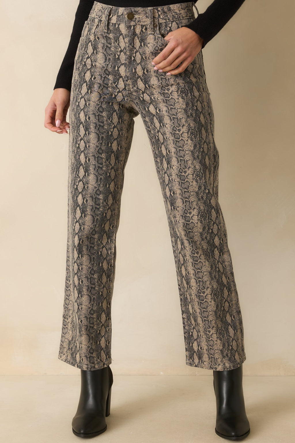 Made For Days Like This Tan Snakeskin Cotton Stretch Jeans