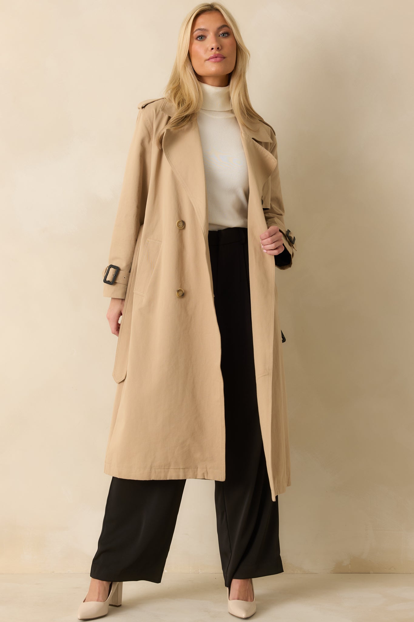 On the Avenue Tan Cotton Belted Trench Coat