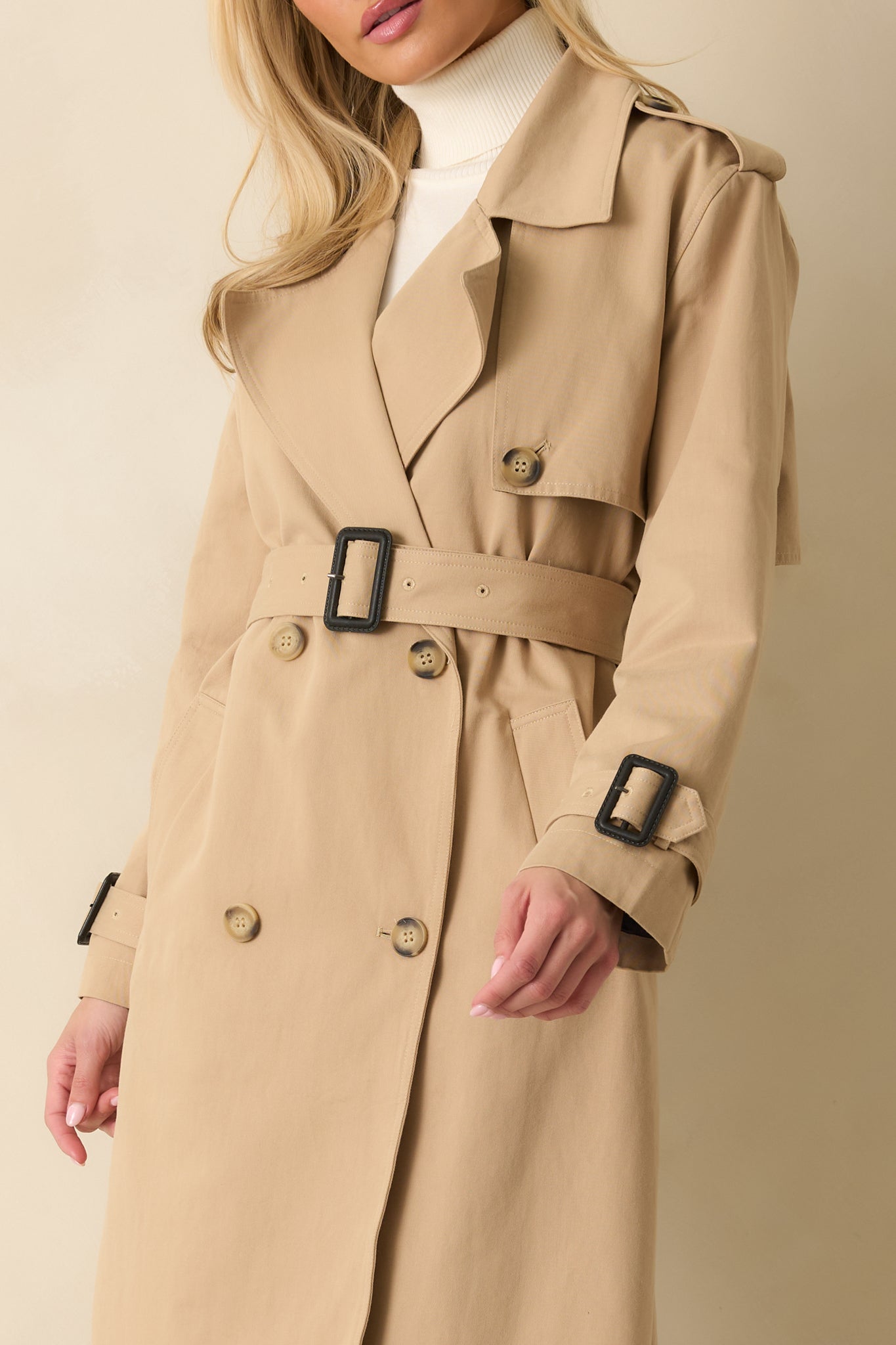 On the Avenue Tan Cotton Belted Trench Coat