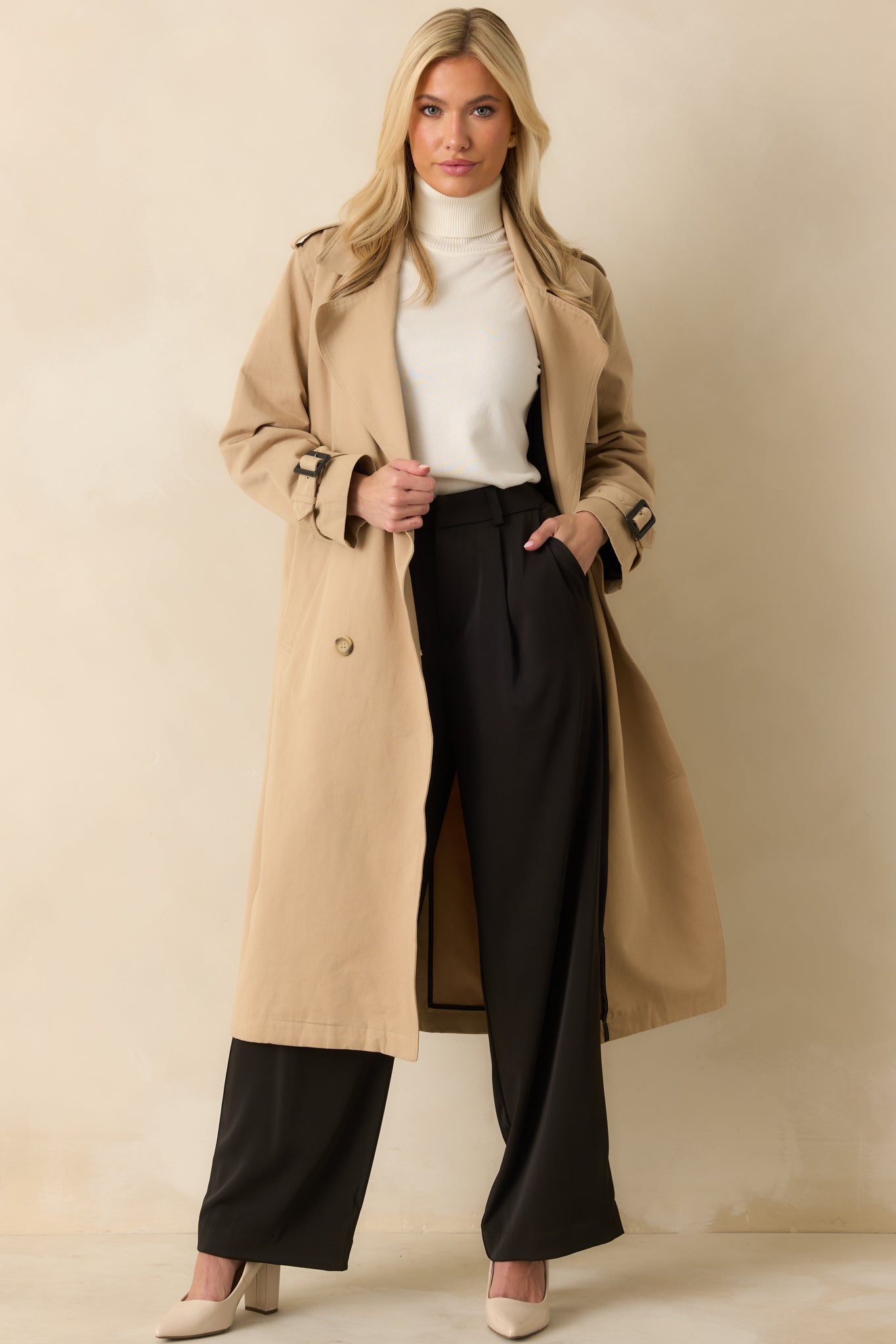 On the Avenue Tan Cotton Belted Trench Coat