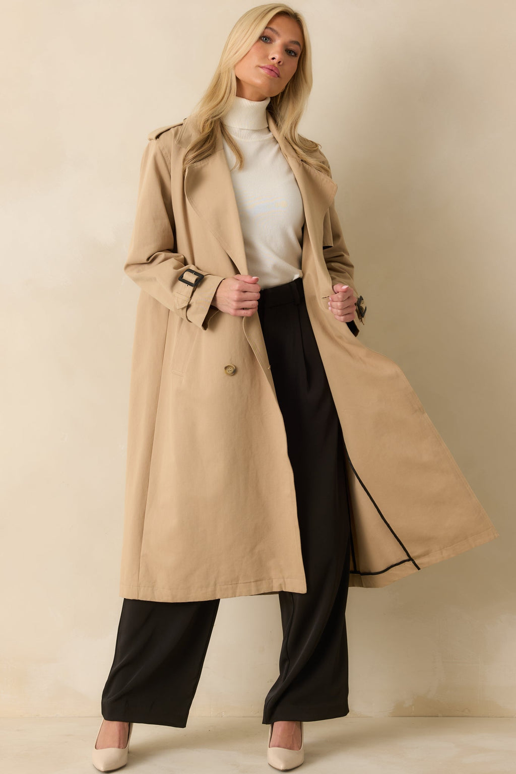 On the Avenue Tan Cotton Belted Trench Coat