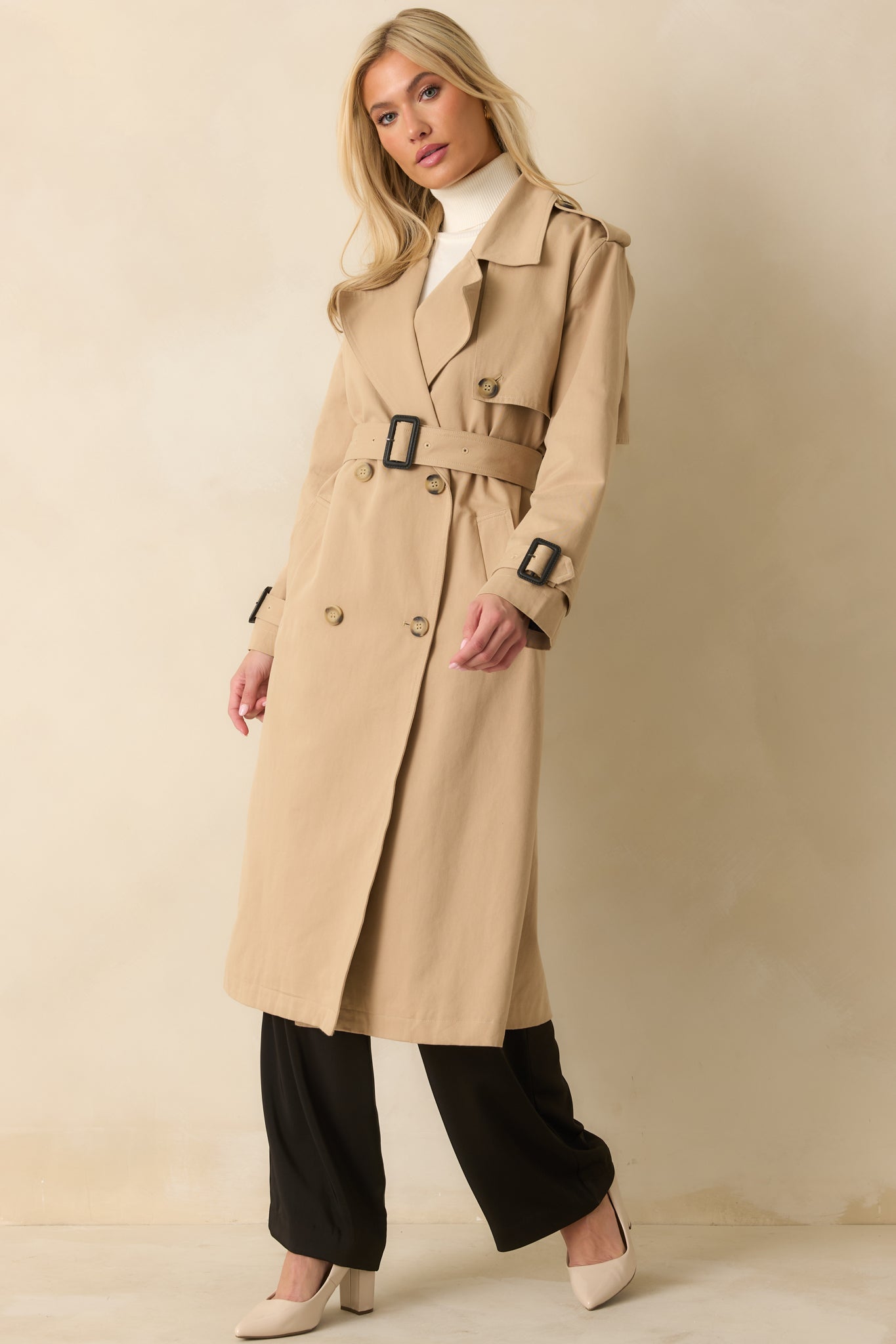On the Avenue Tan Cotton Belted Trench Coat