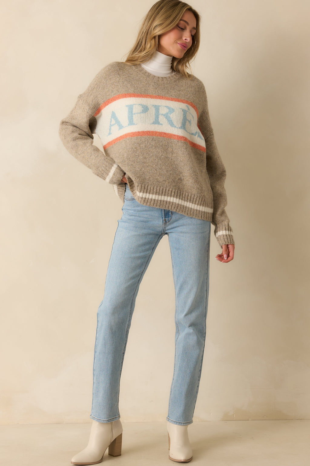 Off the Slopes Taupe Après Knit Pullover Sweater