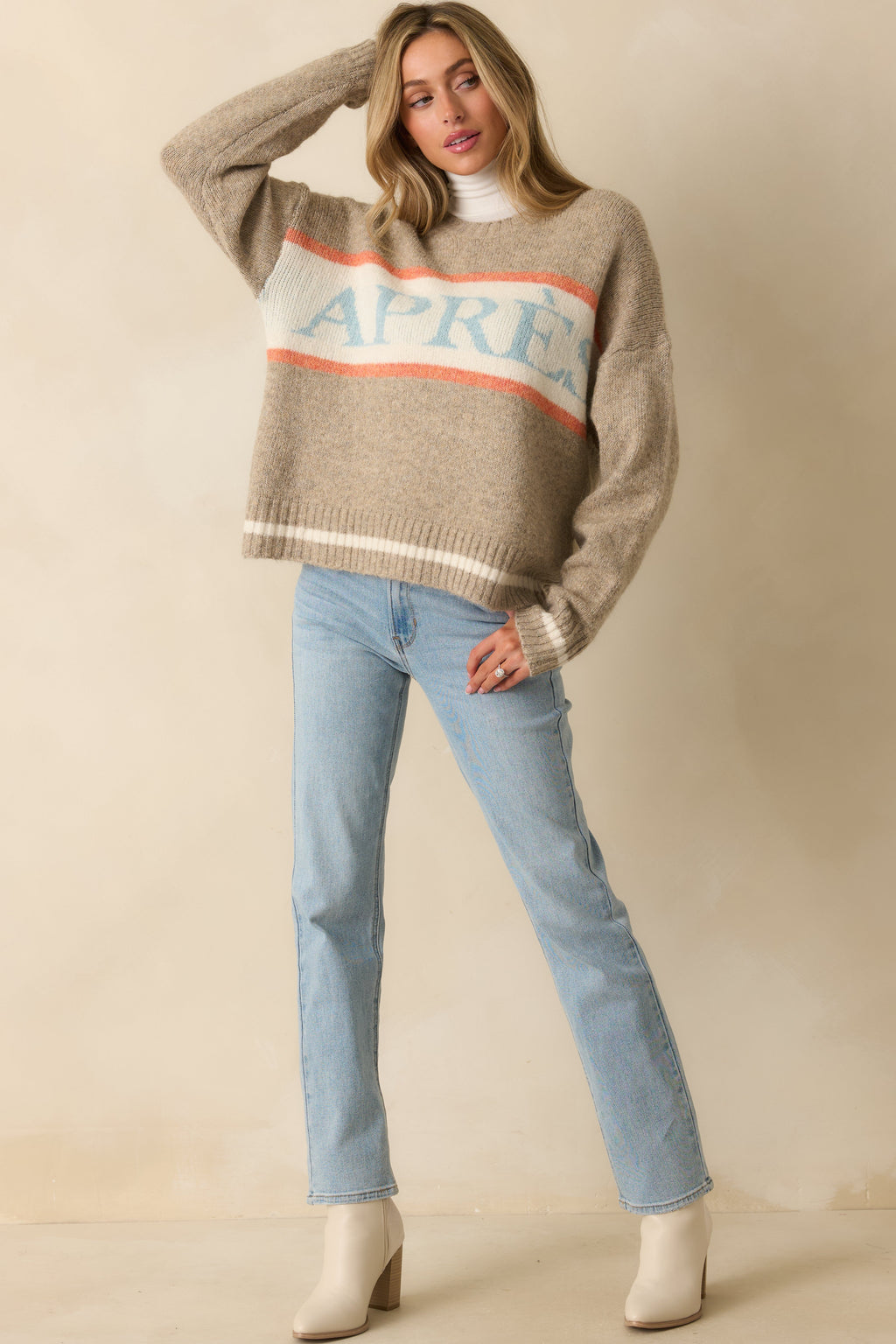 Off the Slopes Taupe Après Knit Pullover Sweater