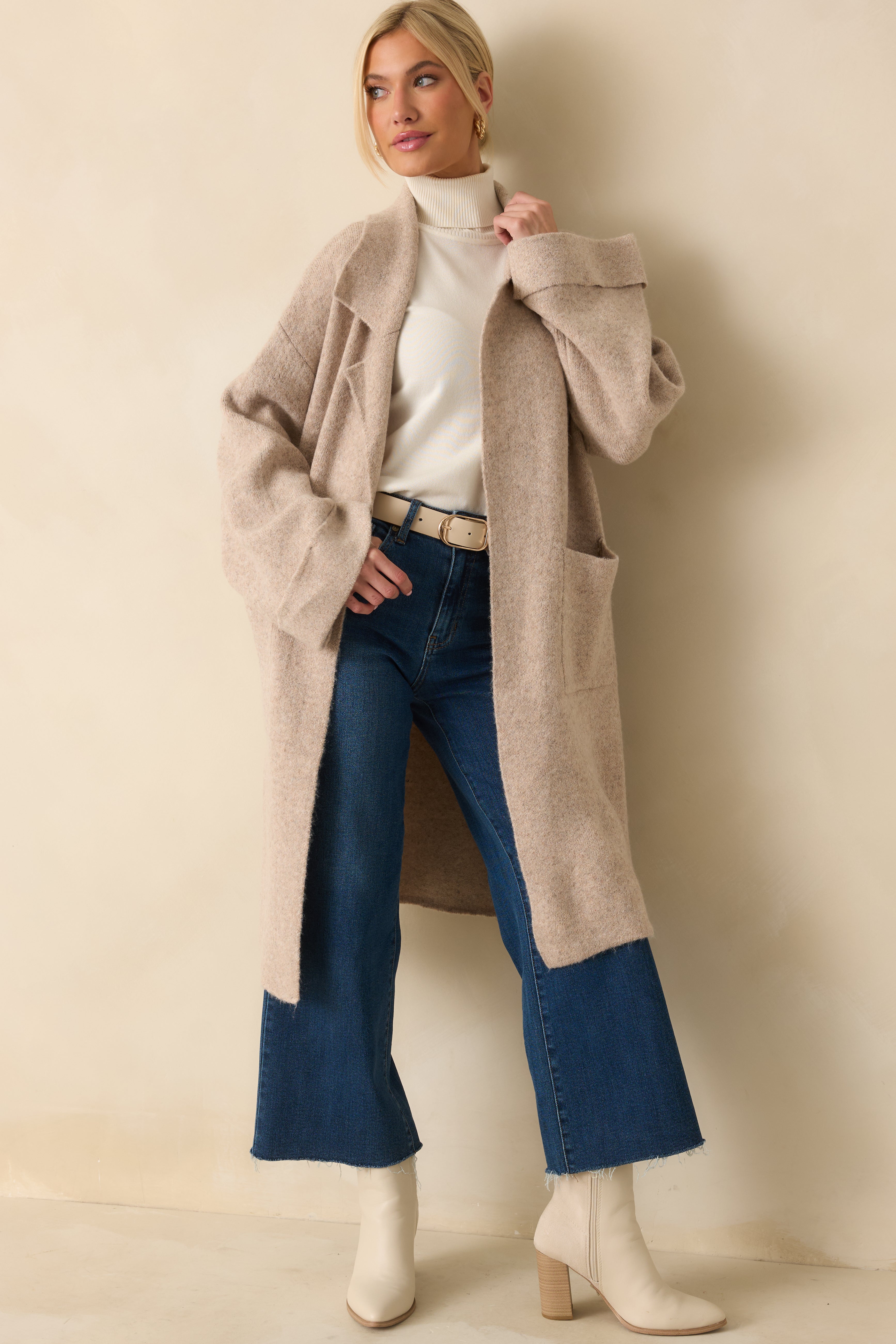 Softly Stated Oatmeal Knit Longline Cardigan
