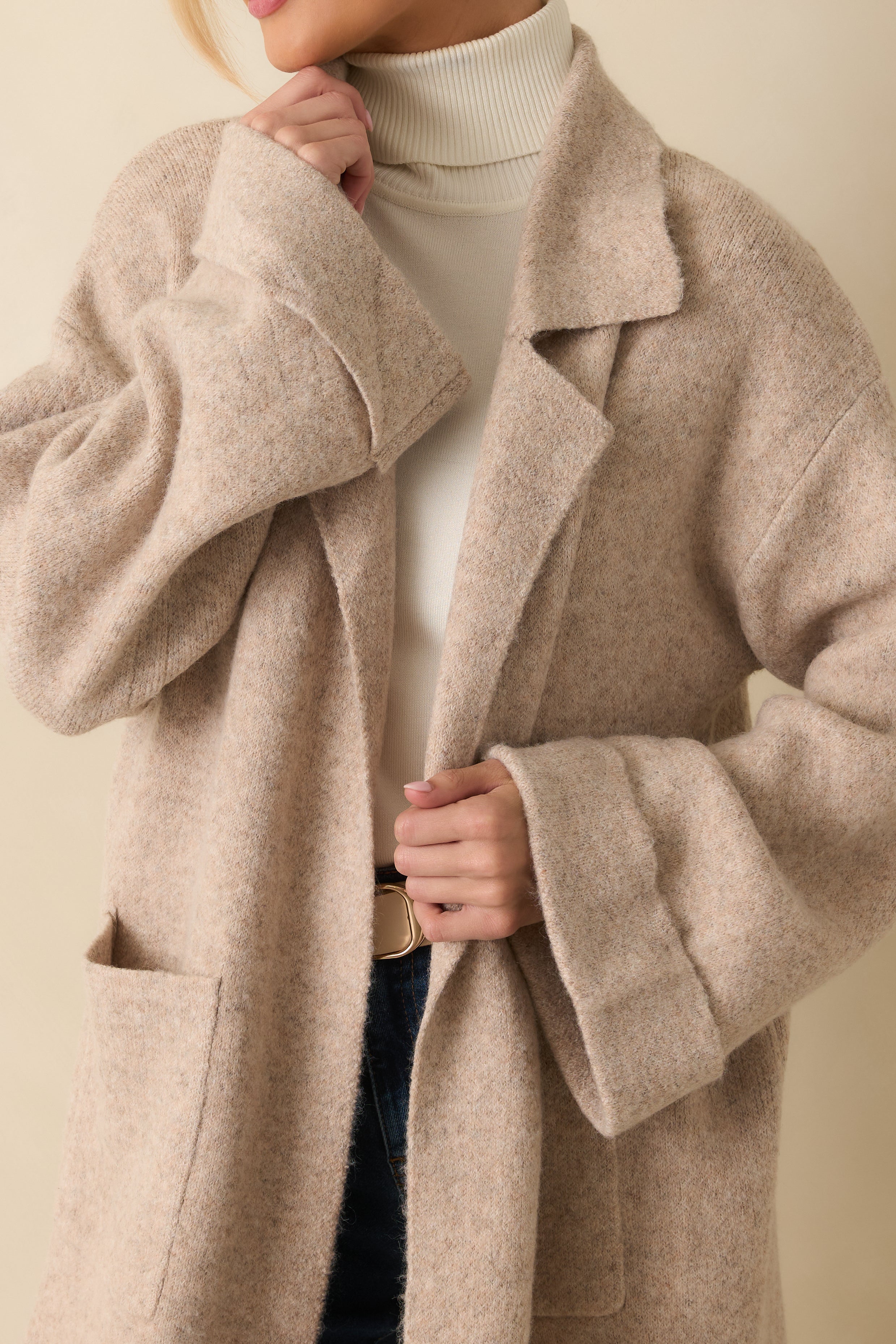 Softly Stated Oatmeal Knit Longline Cardigan