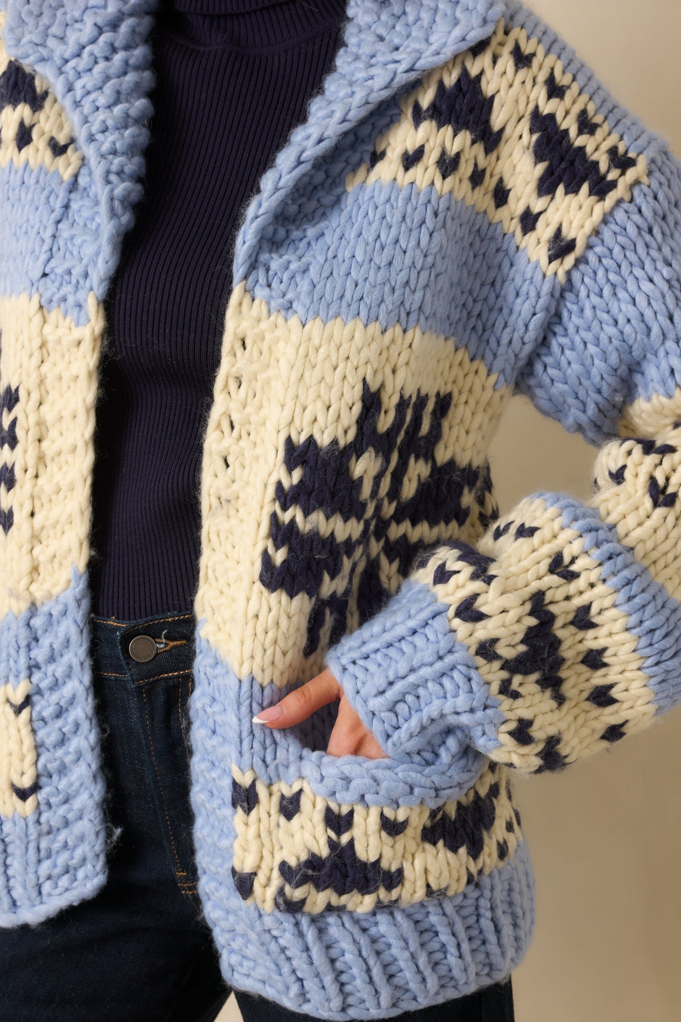 All Knit Together Blue Multi Chunky Knit Cardigan