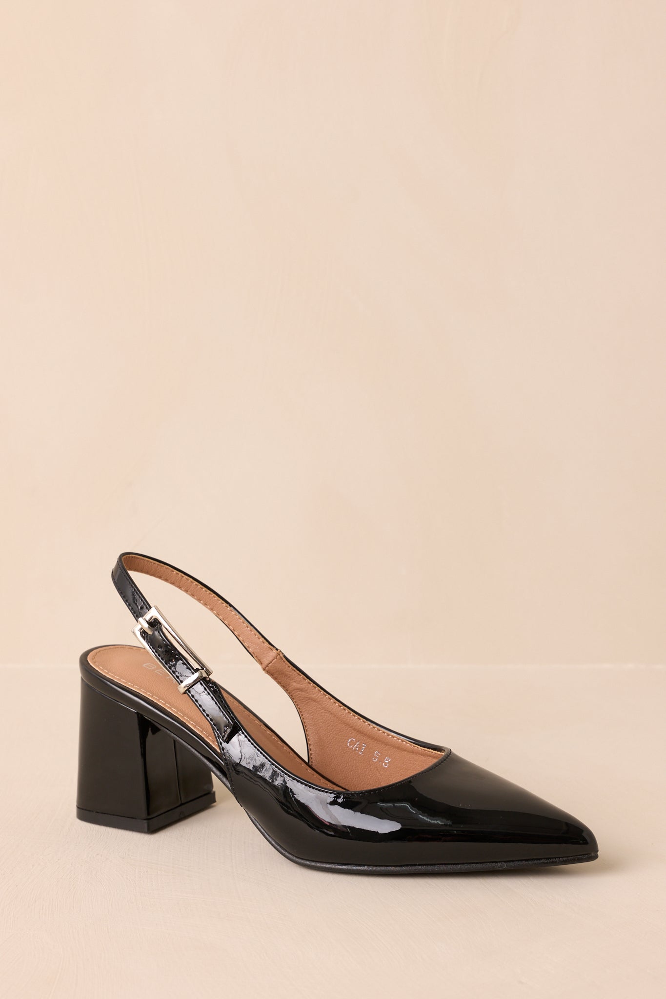 Cloud Nine Nights Black Patent Slingback Block Heels