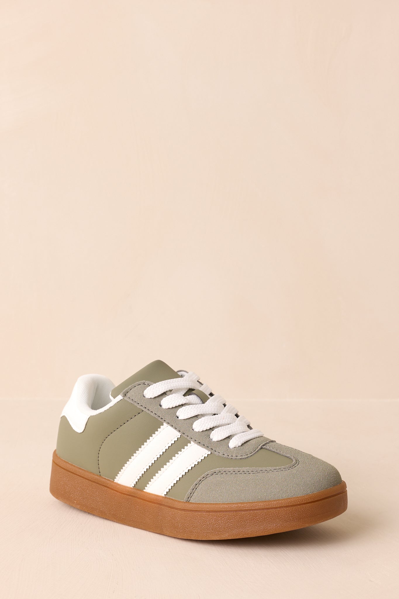 Chasing Chill Light Green Faux Leather and Suede Lace-Up Sneakers