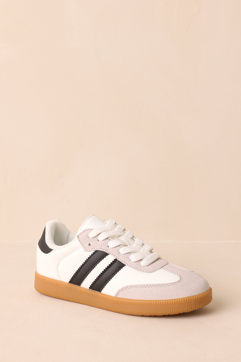 Bring The Good Vibes White Faux Leather Lace-Up Sneakers