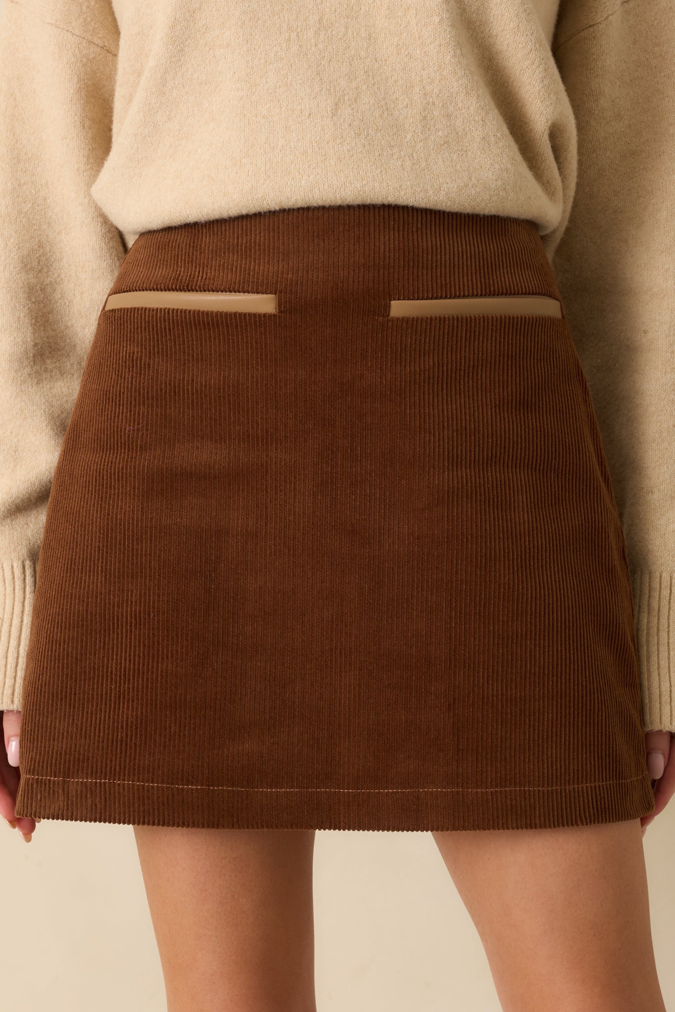 Time Will Tell Cinnamon Brown Cotton Corduroy Mini Skirt