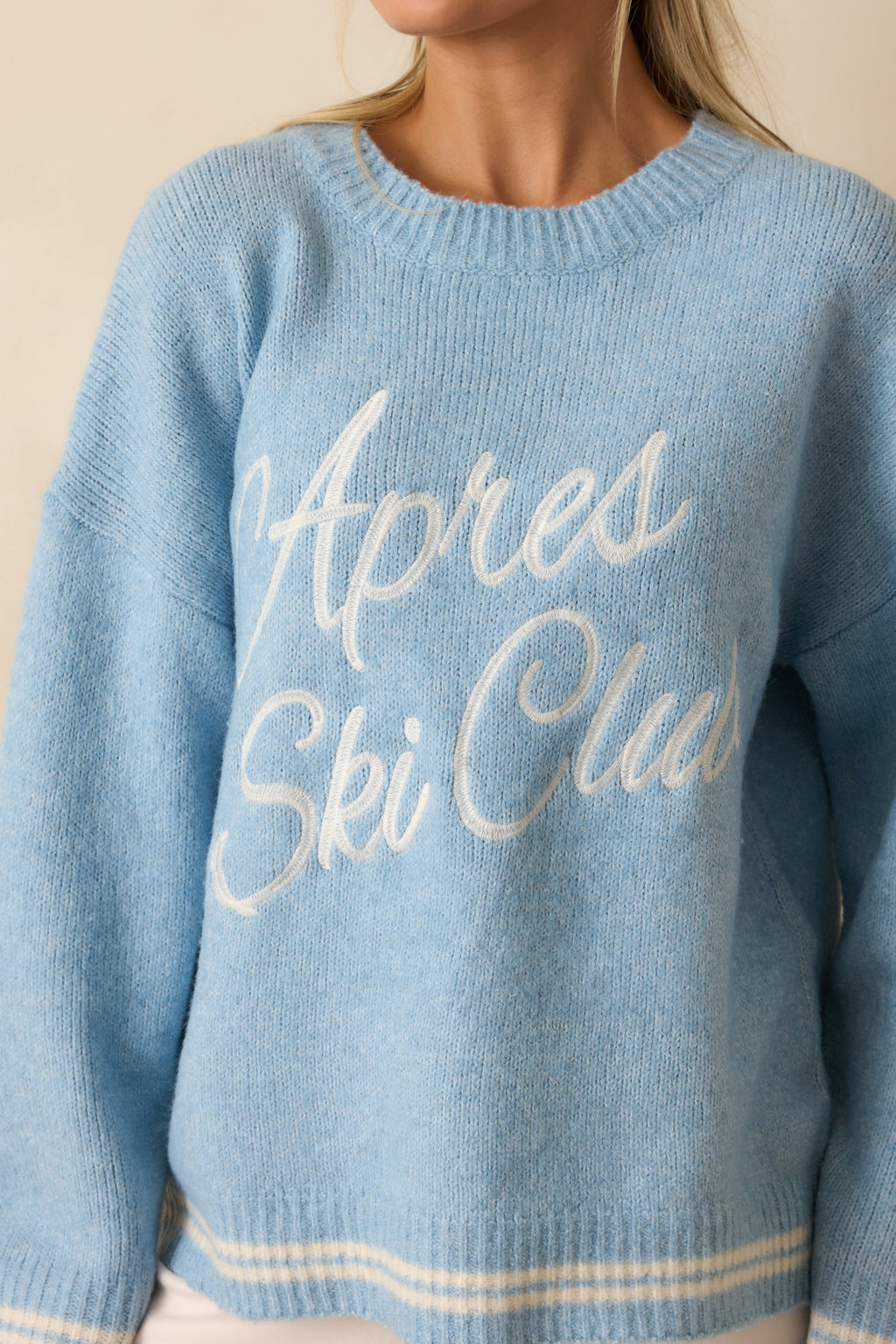 Eat Après Love Powder Blue Knit Embroidered Sweater