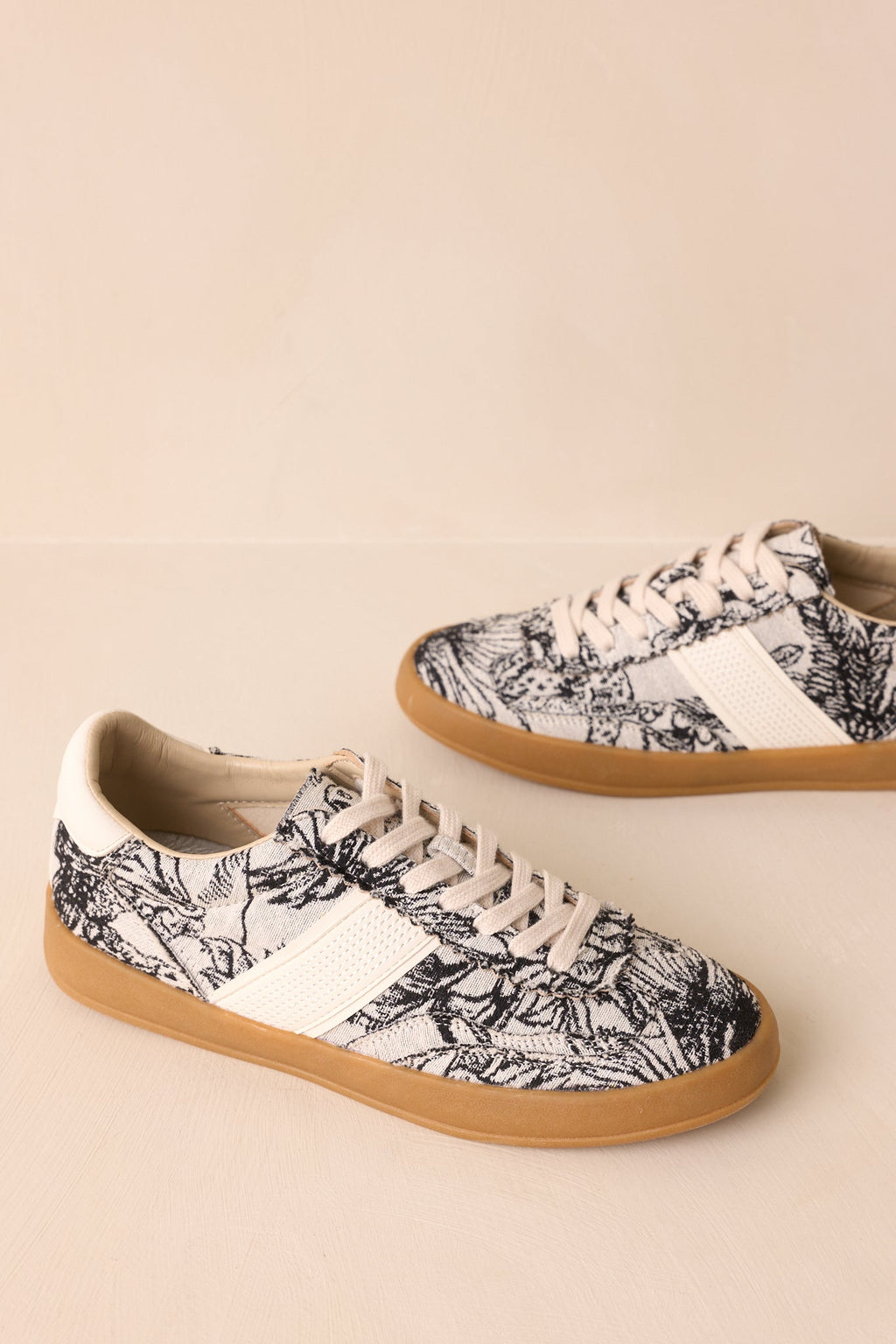 No Rush At All Ivory Floral Print Sneakers