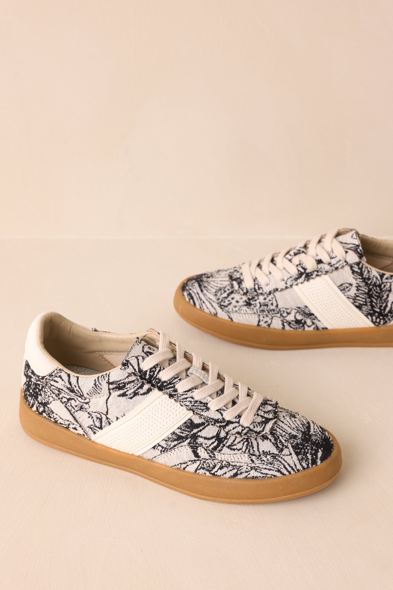 No Rush At All Ivory Floral Print Sneakers