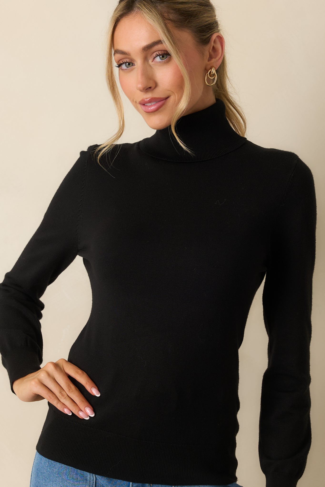 Comfortable Charm Black Turtleneck Sweater