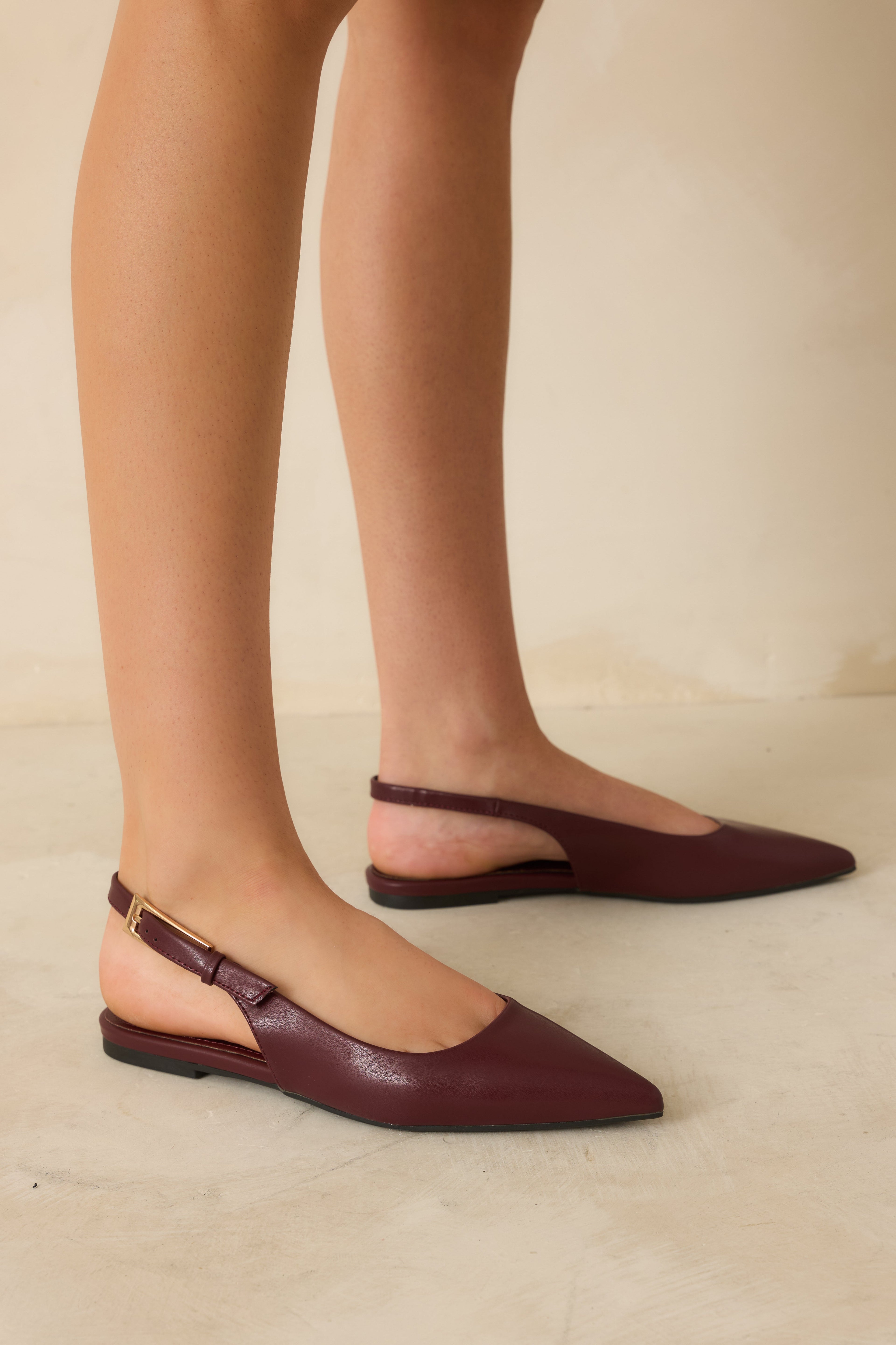 Point of View Wine Red Pointed Toe Slingback Flats