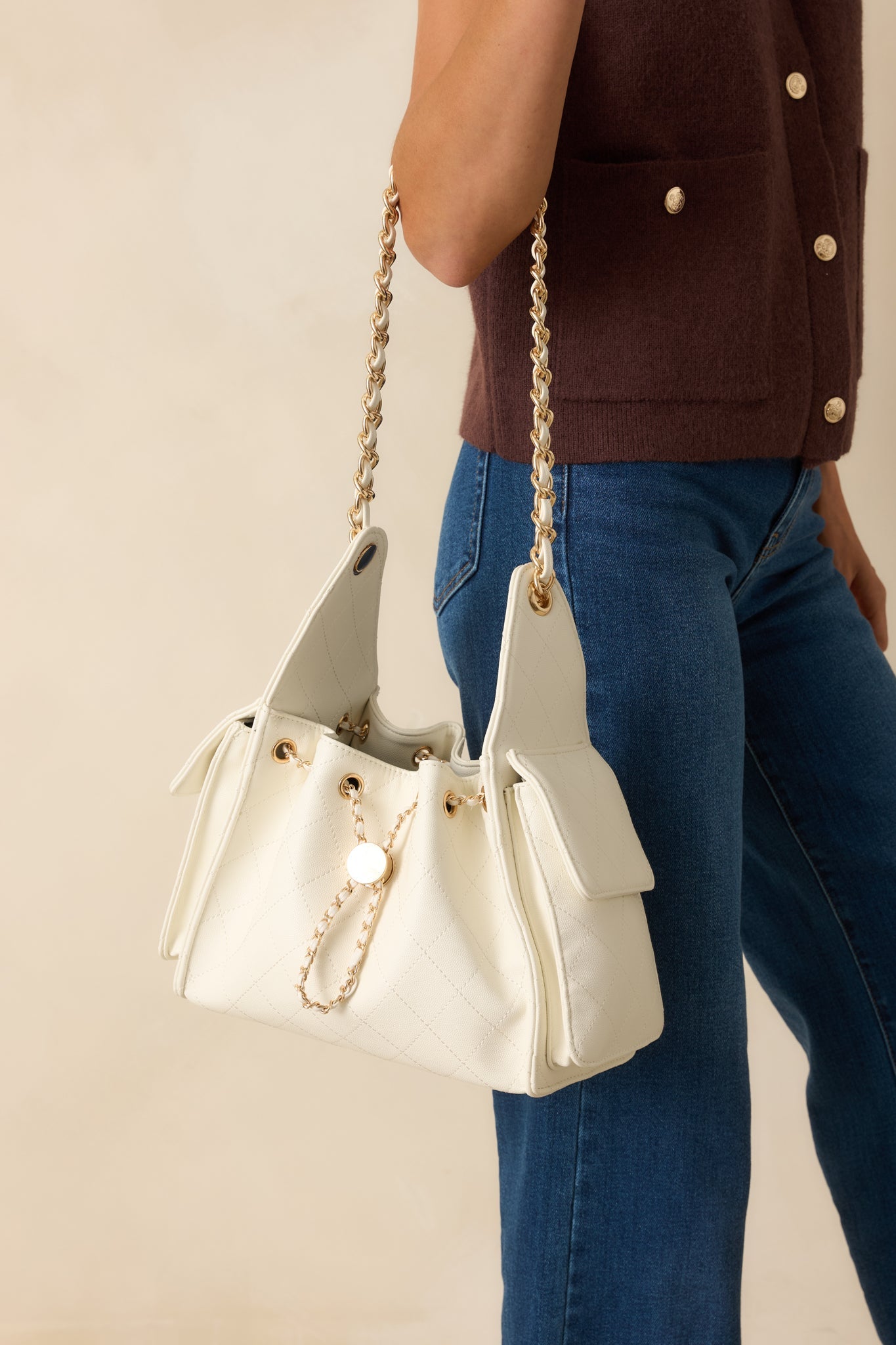 Promise Me Forever White Quilted Faux Leather Purse